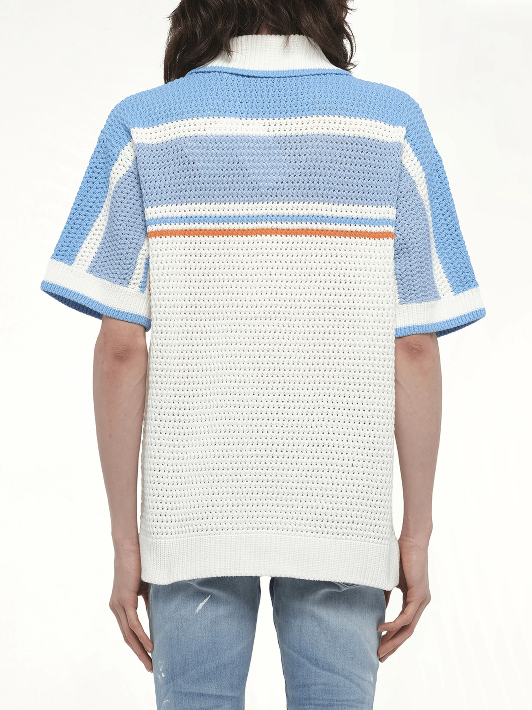 Faux Crochet Shirt in Blue - Image 6