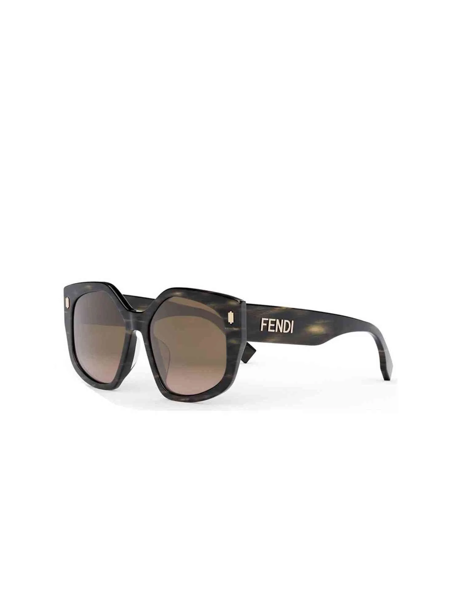 FE40017F Geometric Sunglasses with Bordeaux in Black Horn - Image 2