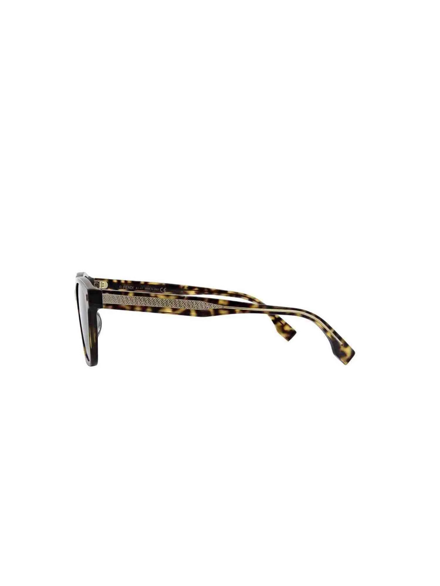 FE40001U Square Sunglasses with Green Lens in Dark Havana - Image 3