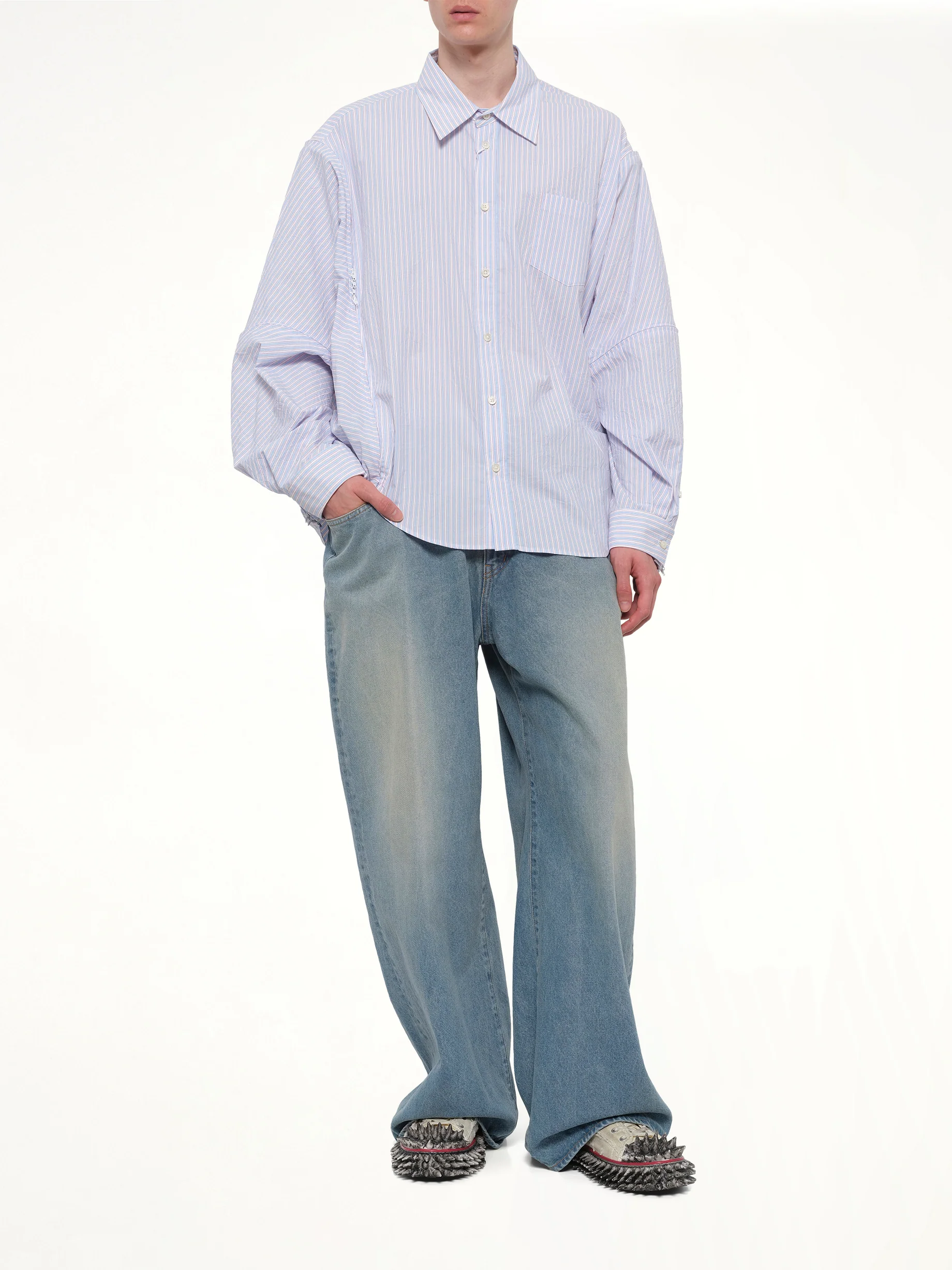 Filleted Zip Shirt in Blue - Image 4