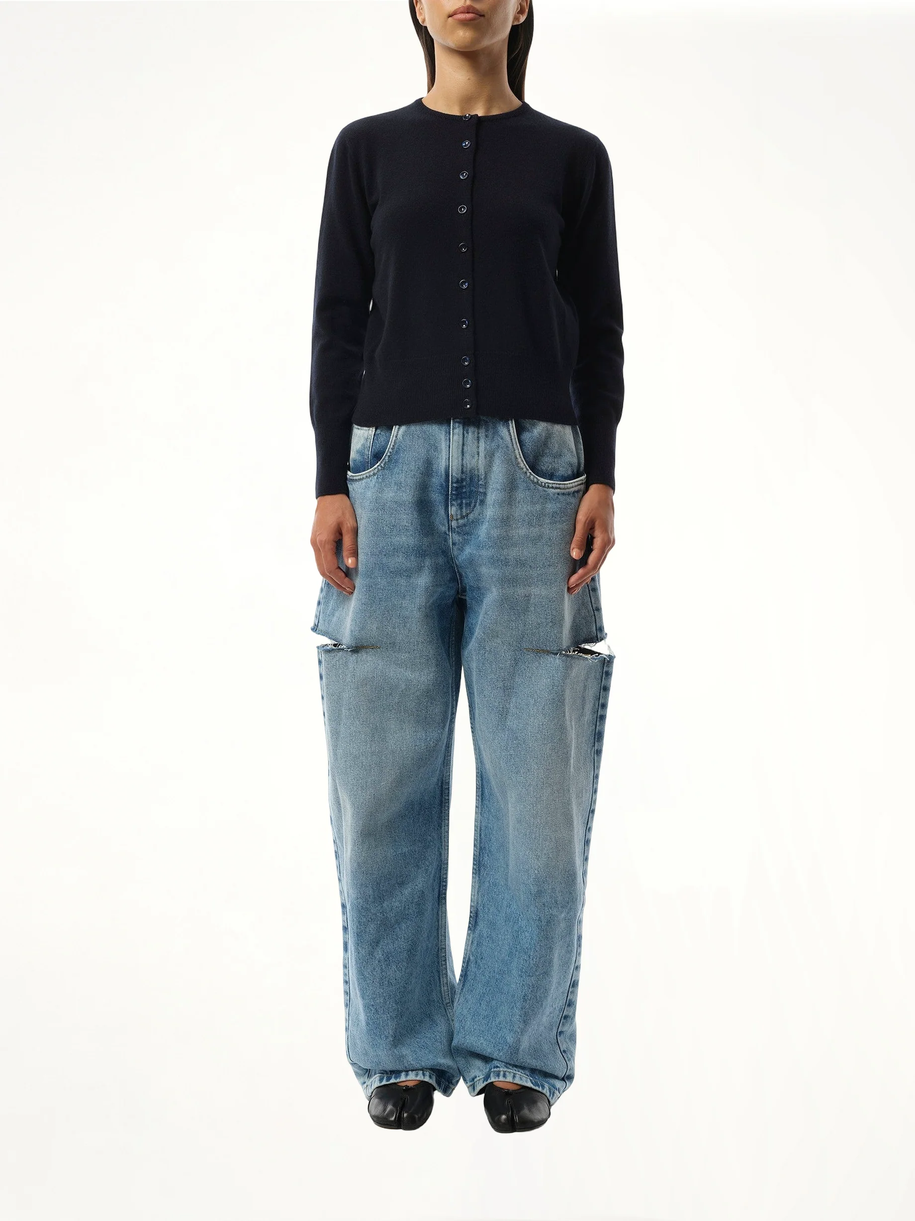 Fitted Cardigan in Navy - Image 4