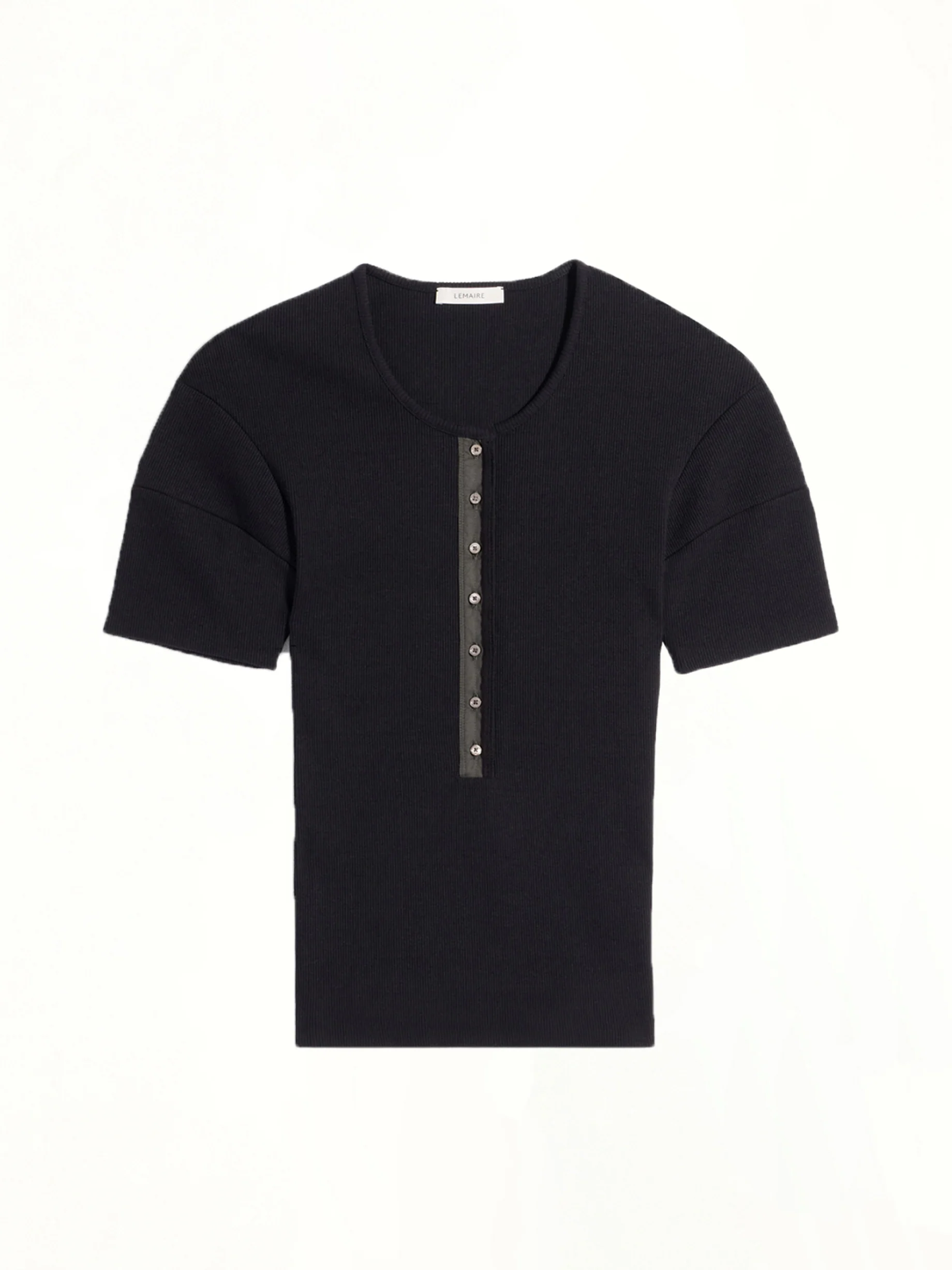 Fitted Henley in Black - Image 2
