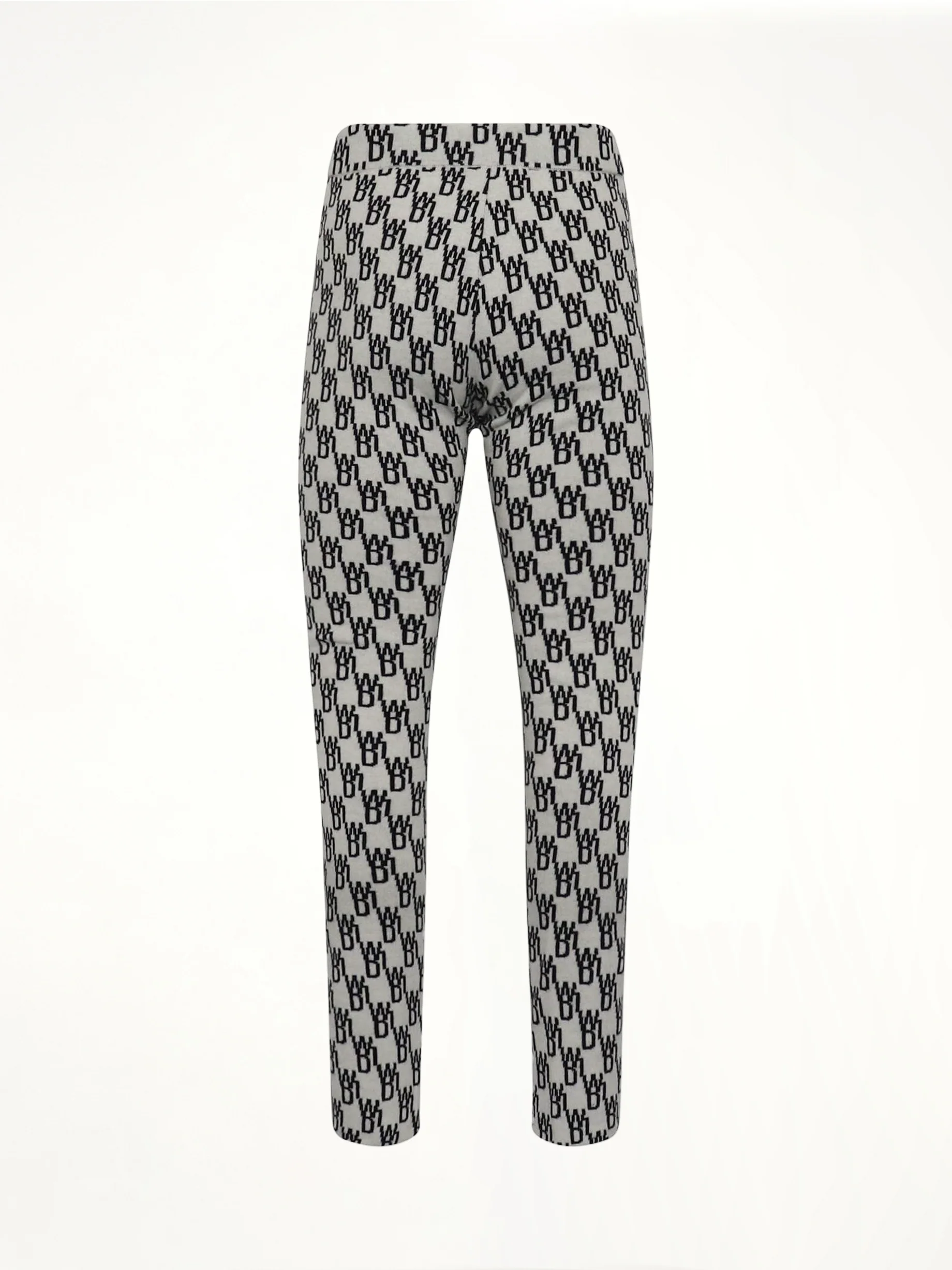 Fitted Knit Side Open Jacquard Trouser in Ivory - Image 4