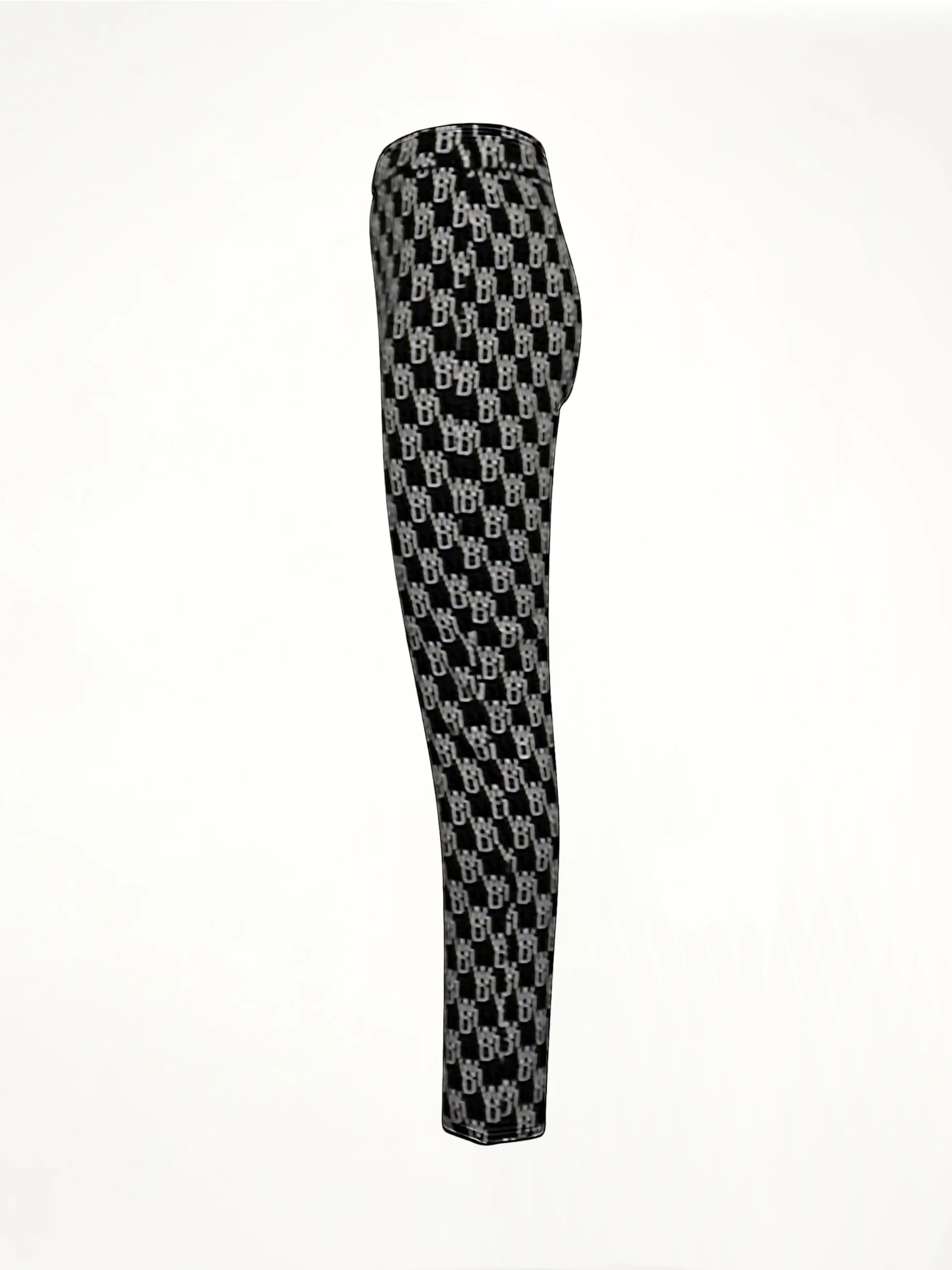 Fitted Knit Side Open Jacquard Trouser in Black - Image 3