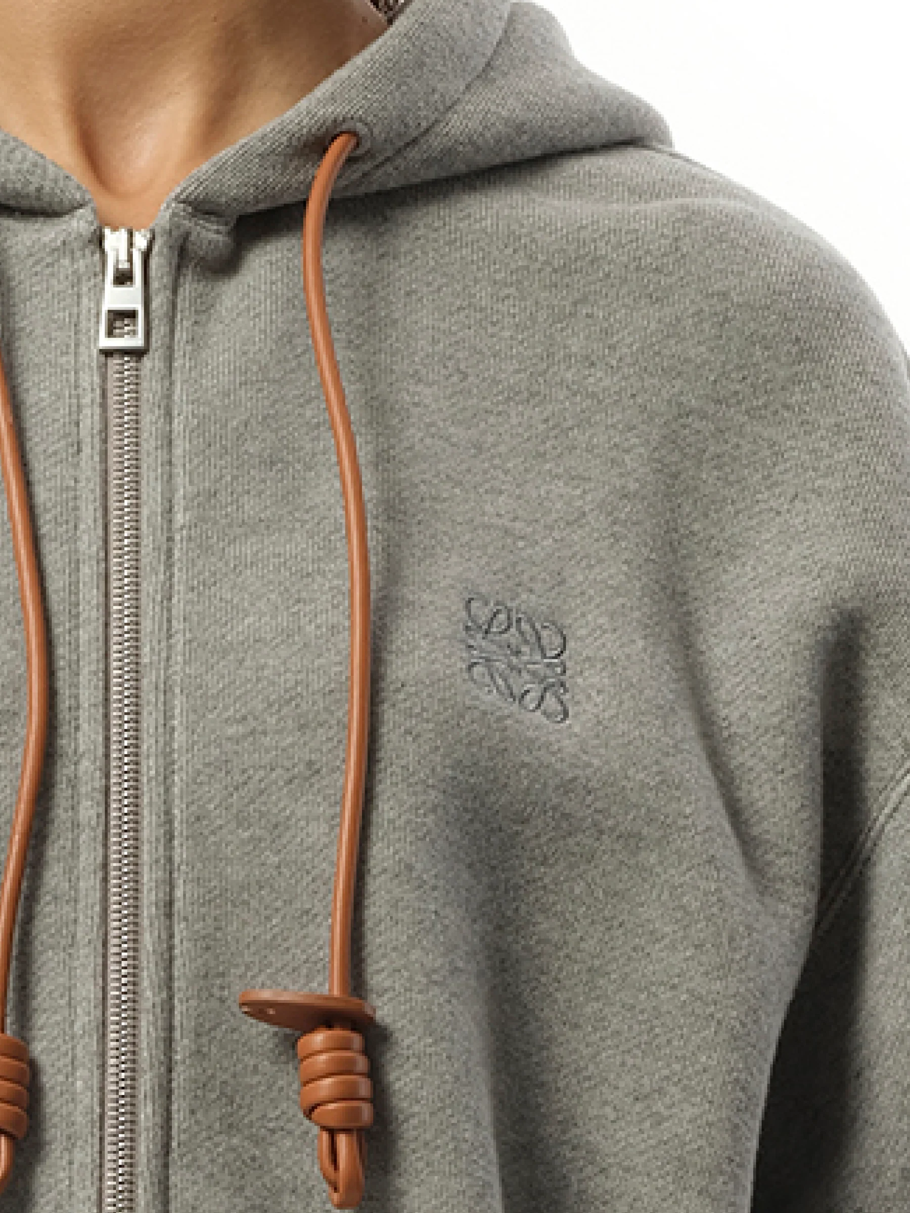Flamenco Zip Hoodie in Grey Melange - Image 3