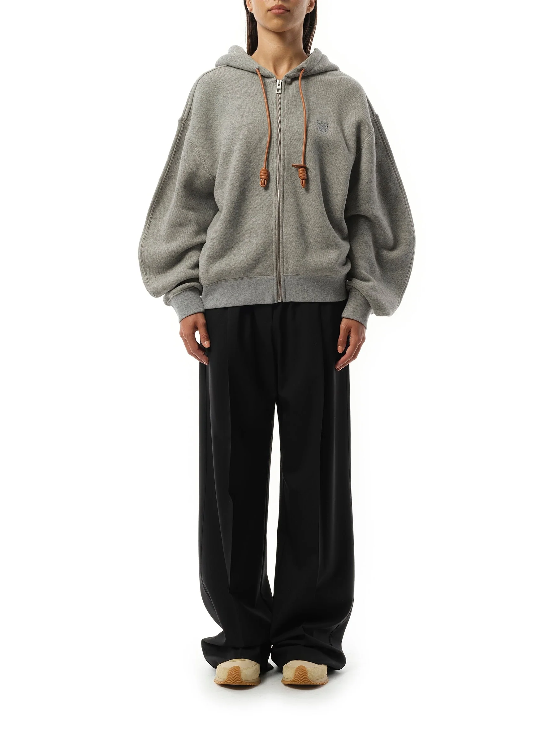 Flamenco Zip Hoodie in Grey Melange - Image 4
