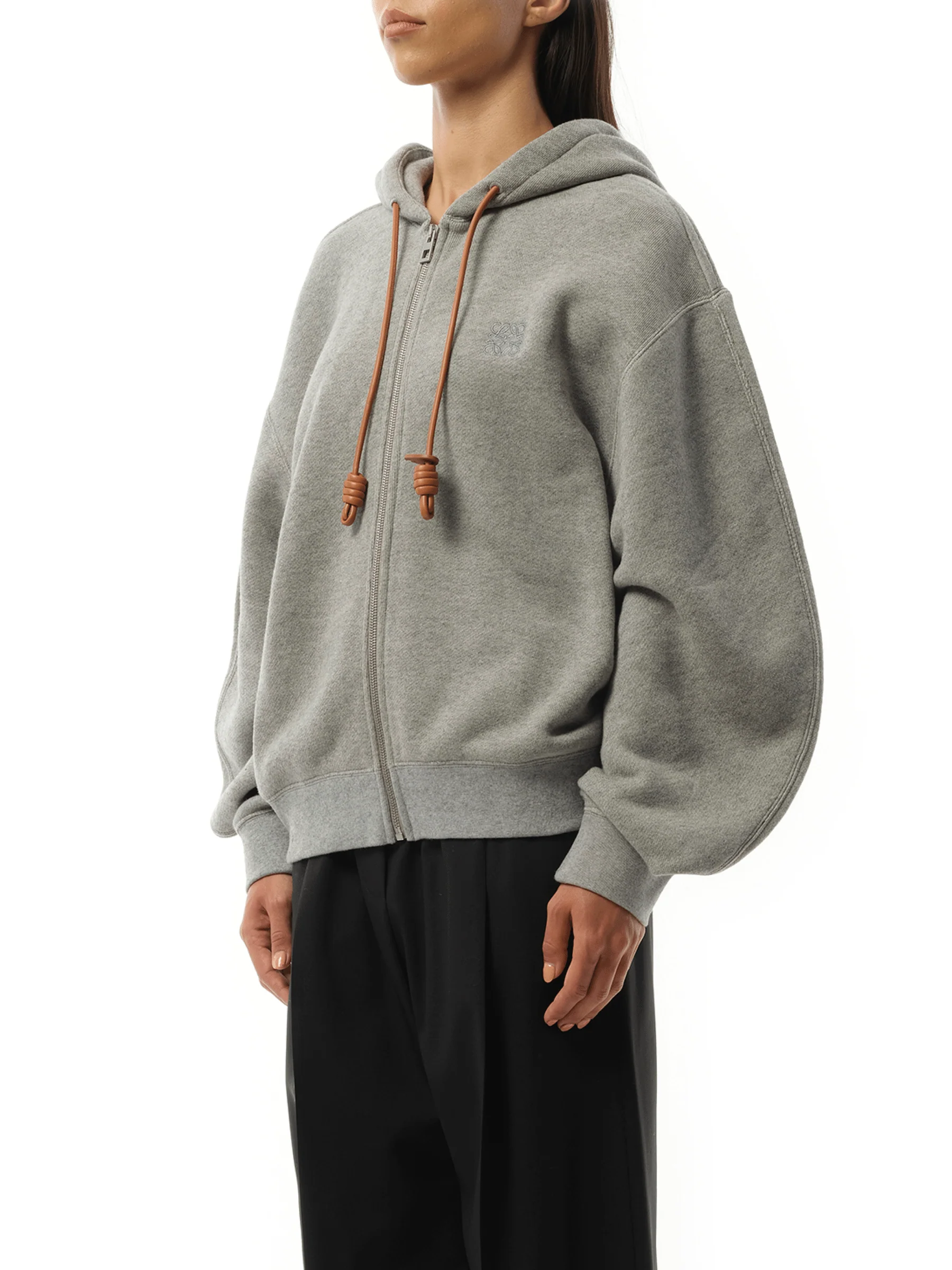 Flamenco Zip Hoodie in Grey Melange - Image 5