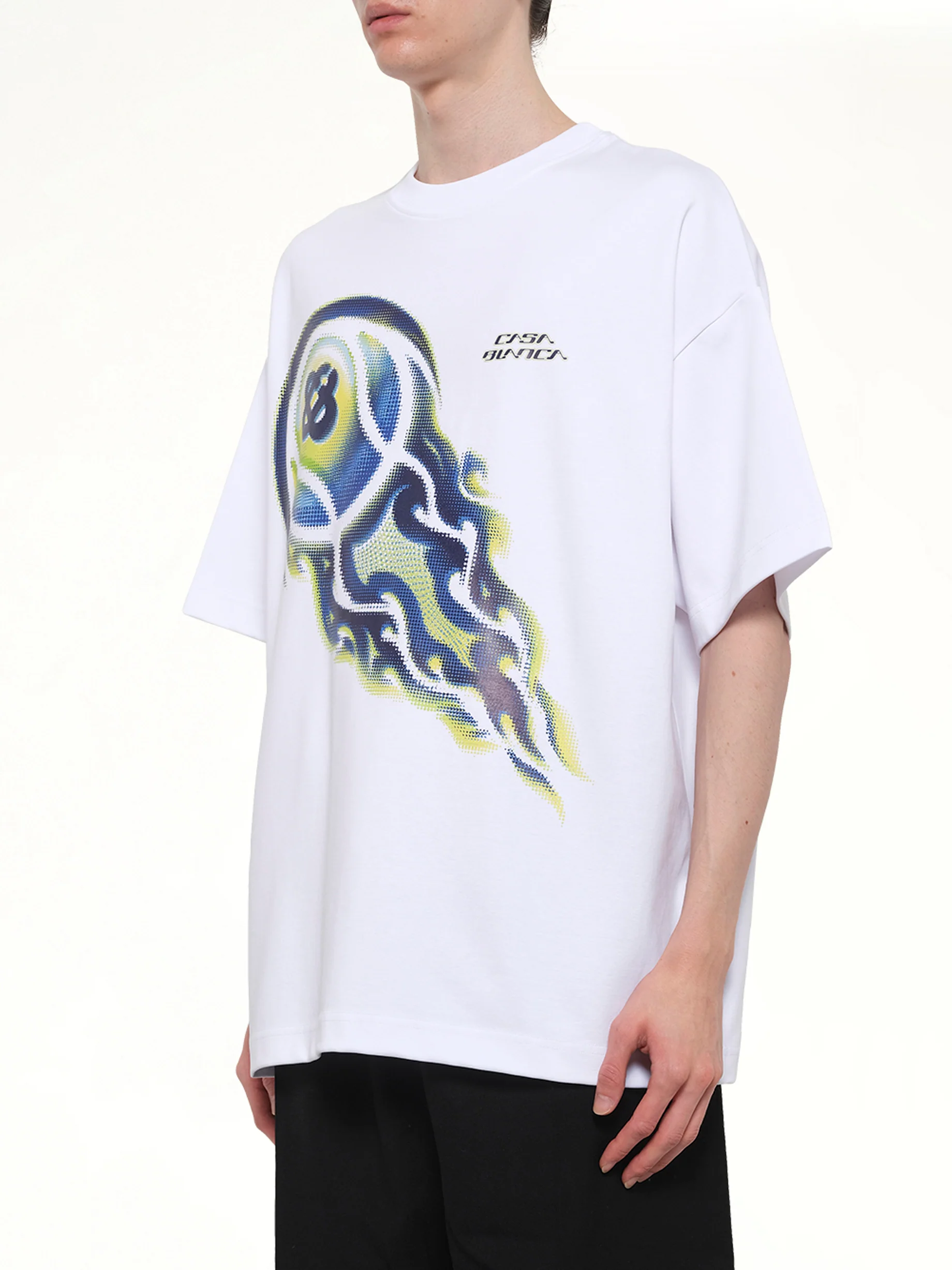 Flaming Tennis Ball Oversized T-Shirt in White - Image 3