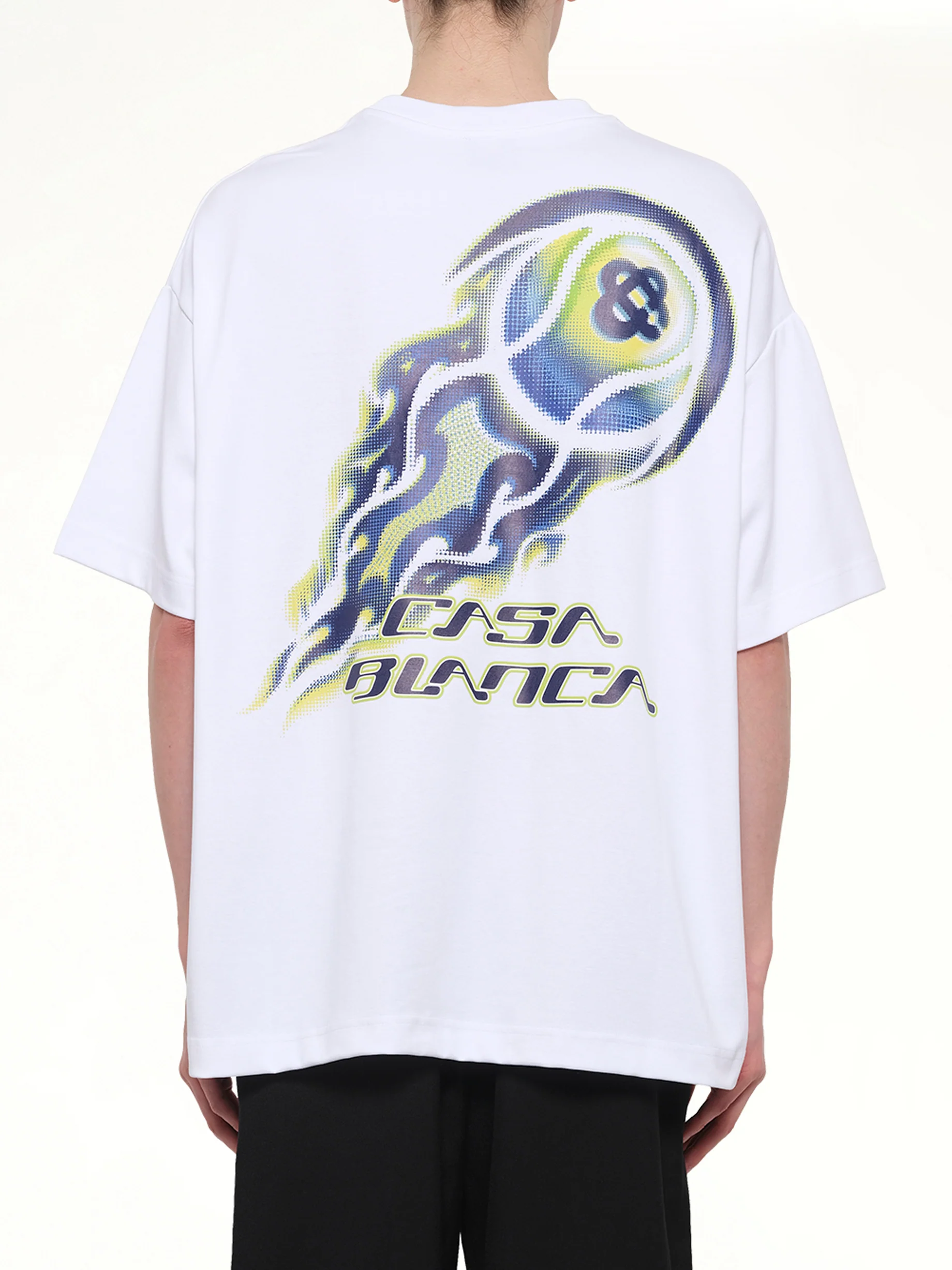 Flaming Tennis Ball Oversized T-Shirt in White - Image 5