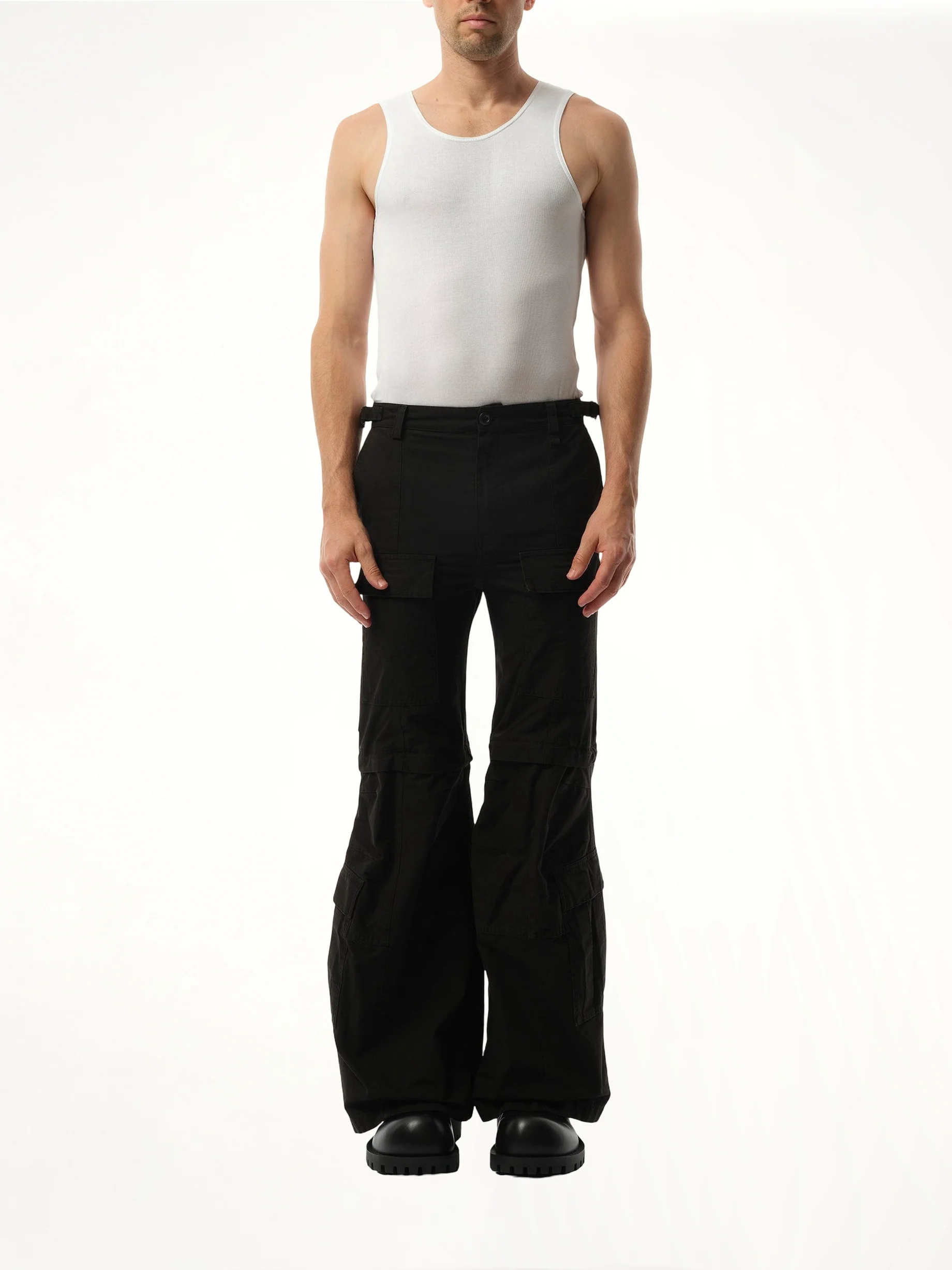Flared Cargo Pants in Black - Image 4