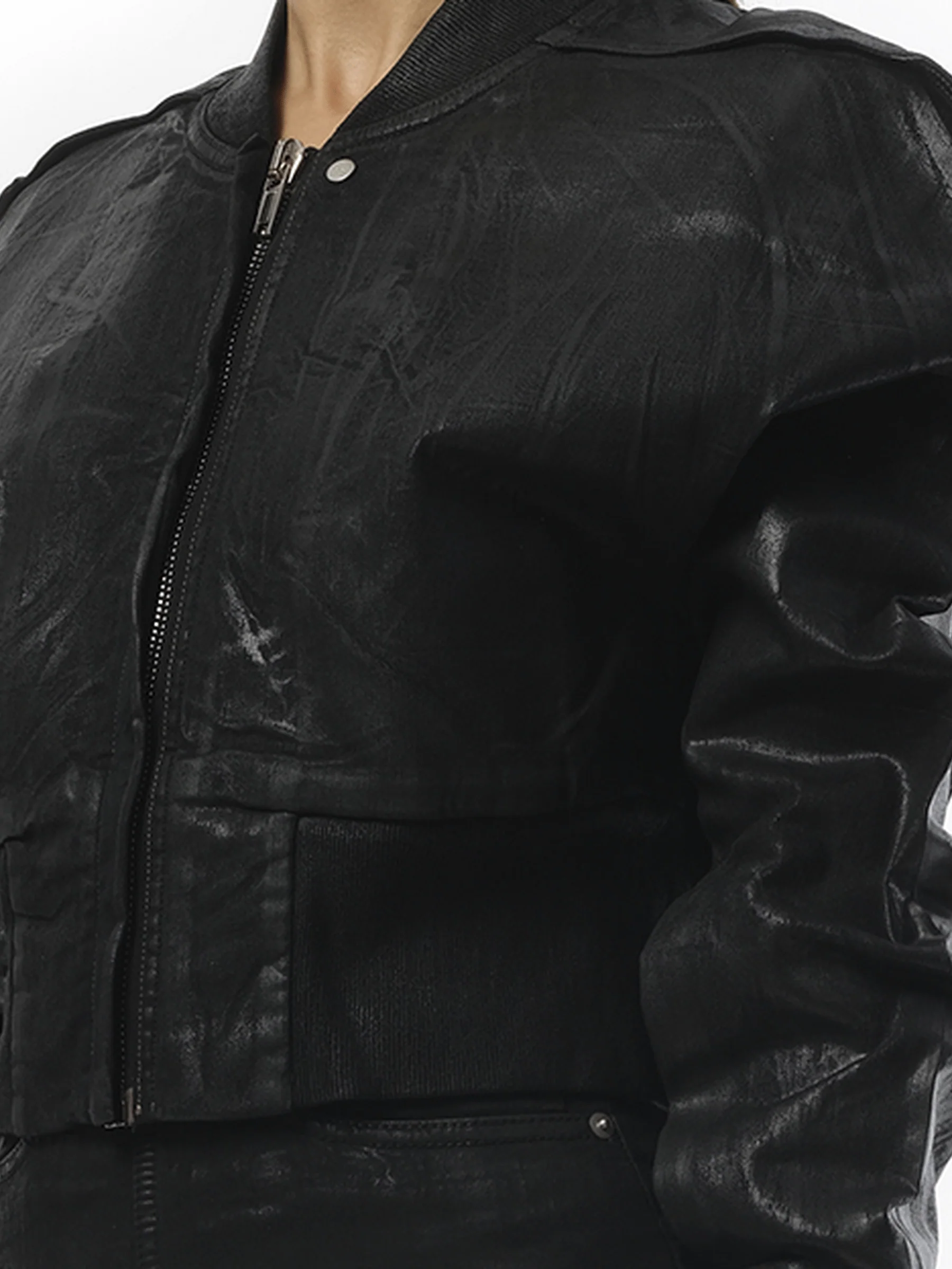 Flight Cropped Denim Jacket in Black - Image 4