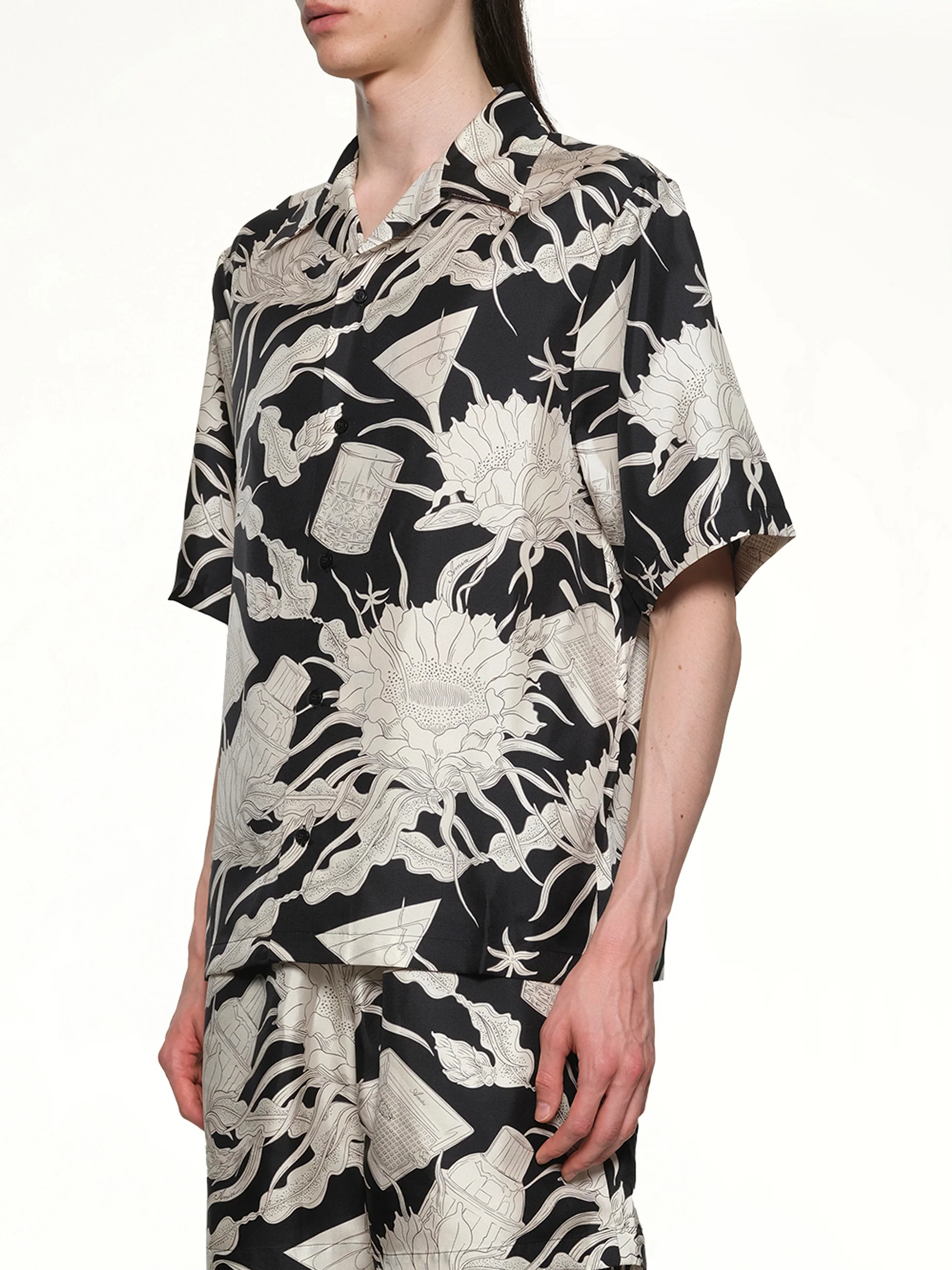 Floral Bowling Shirt in Black - Image 3