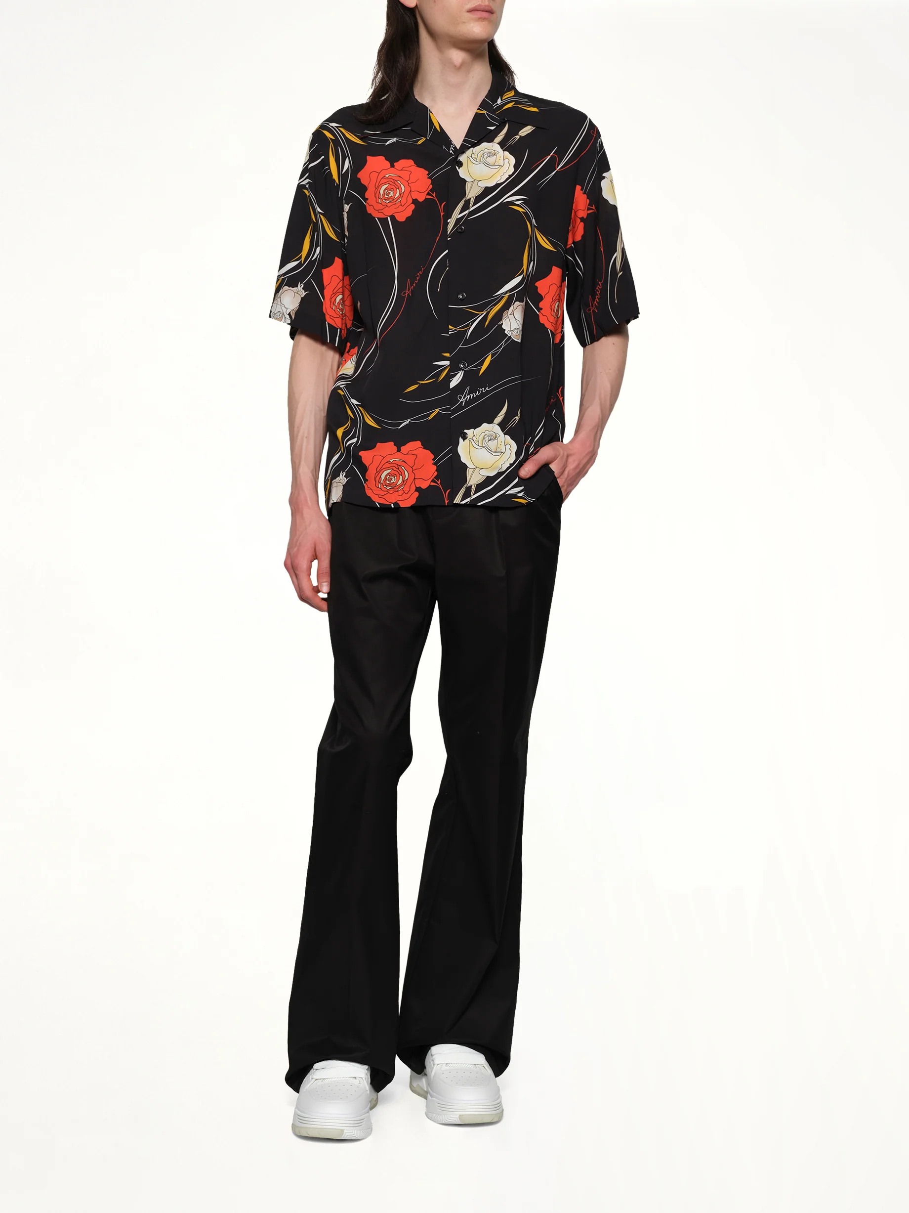 Floral Camp Shirt in Black - Image 4