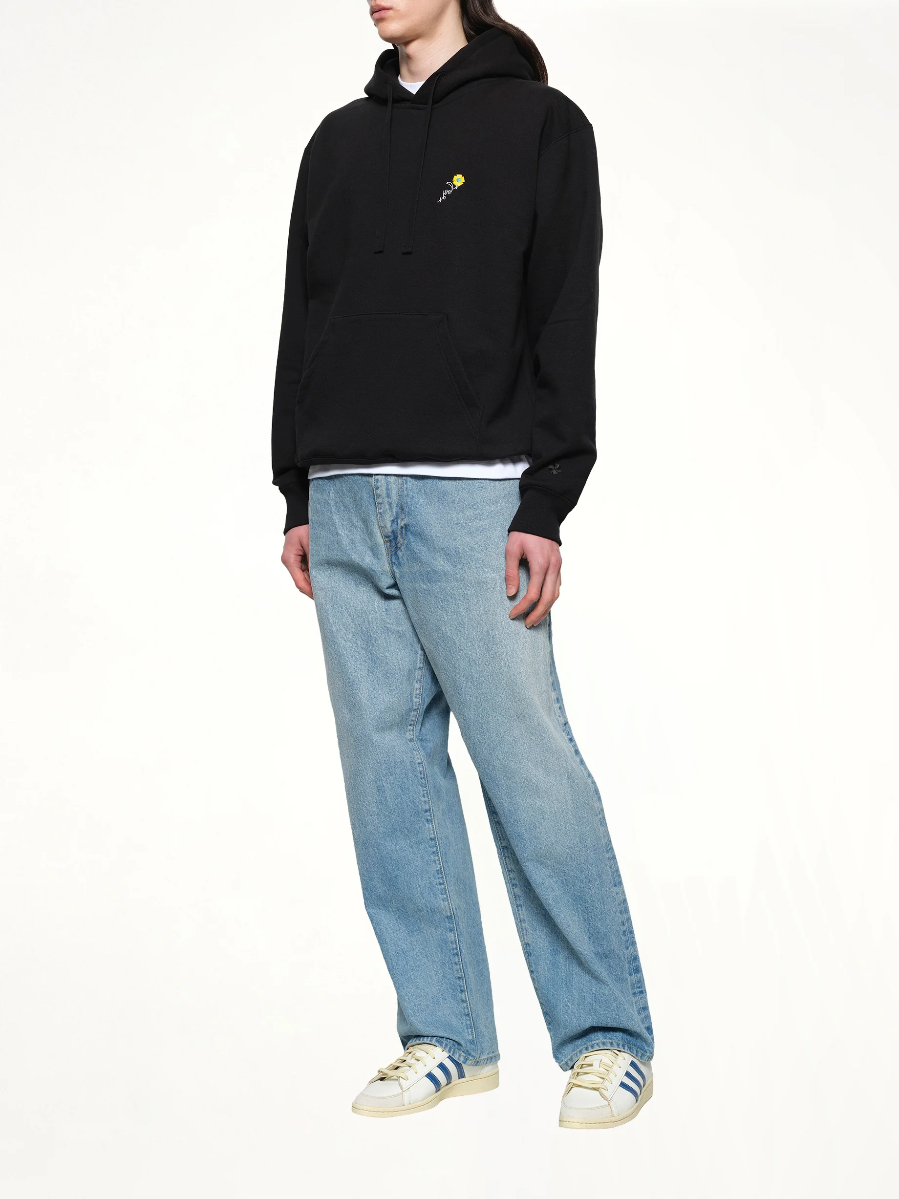 Floral Embroidered Hoodie in Black - Image 4