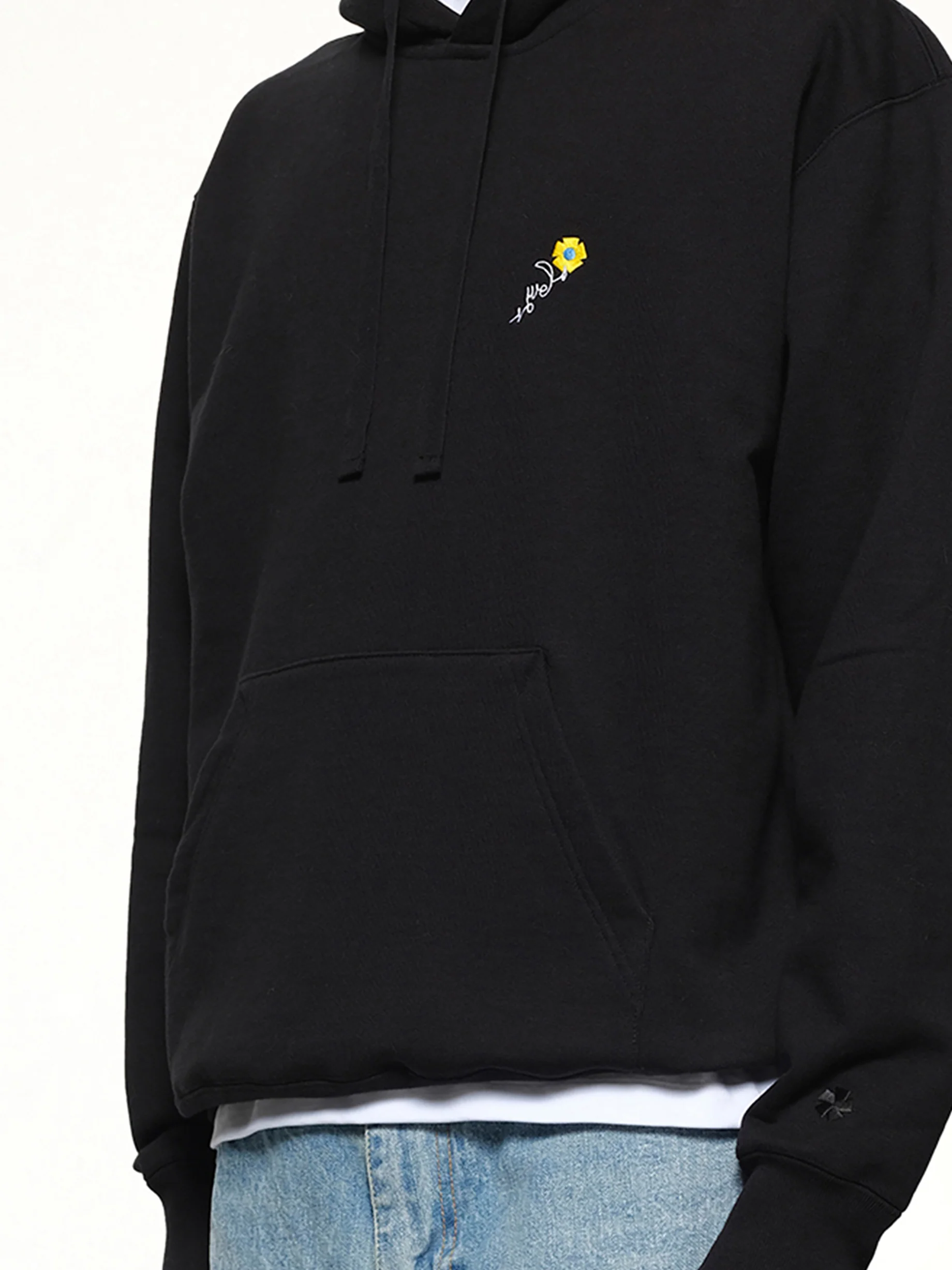 Floral Embroidered Hoodie in Black - Image 6