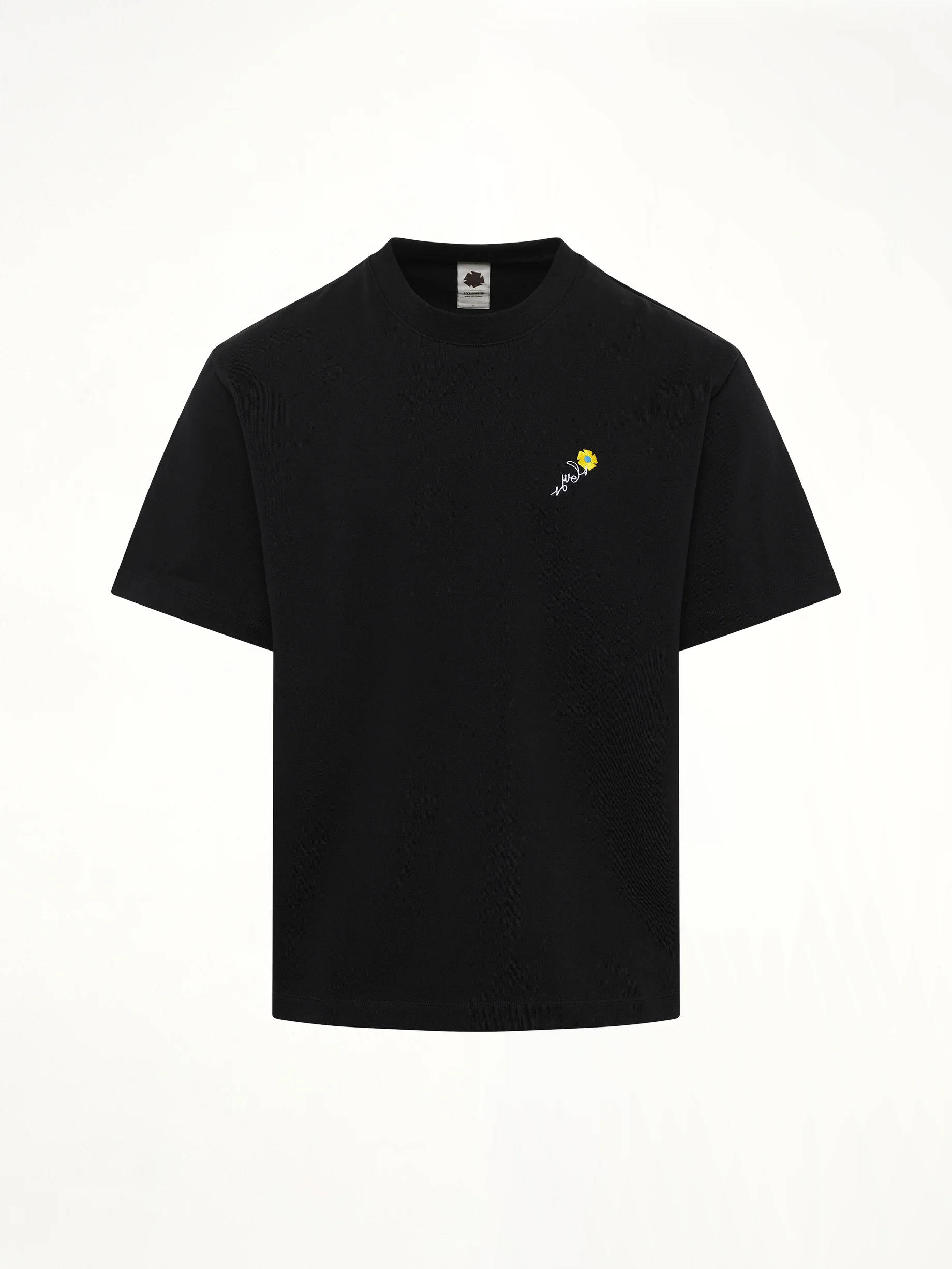Floral Embroidered T-Shirt in Black - Image 2