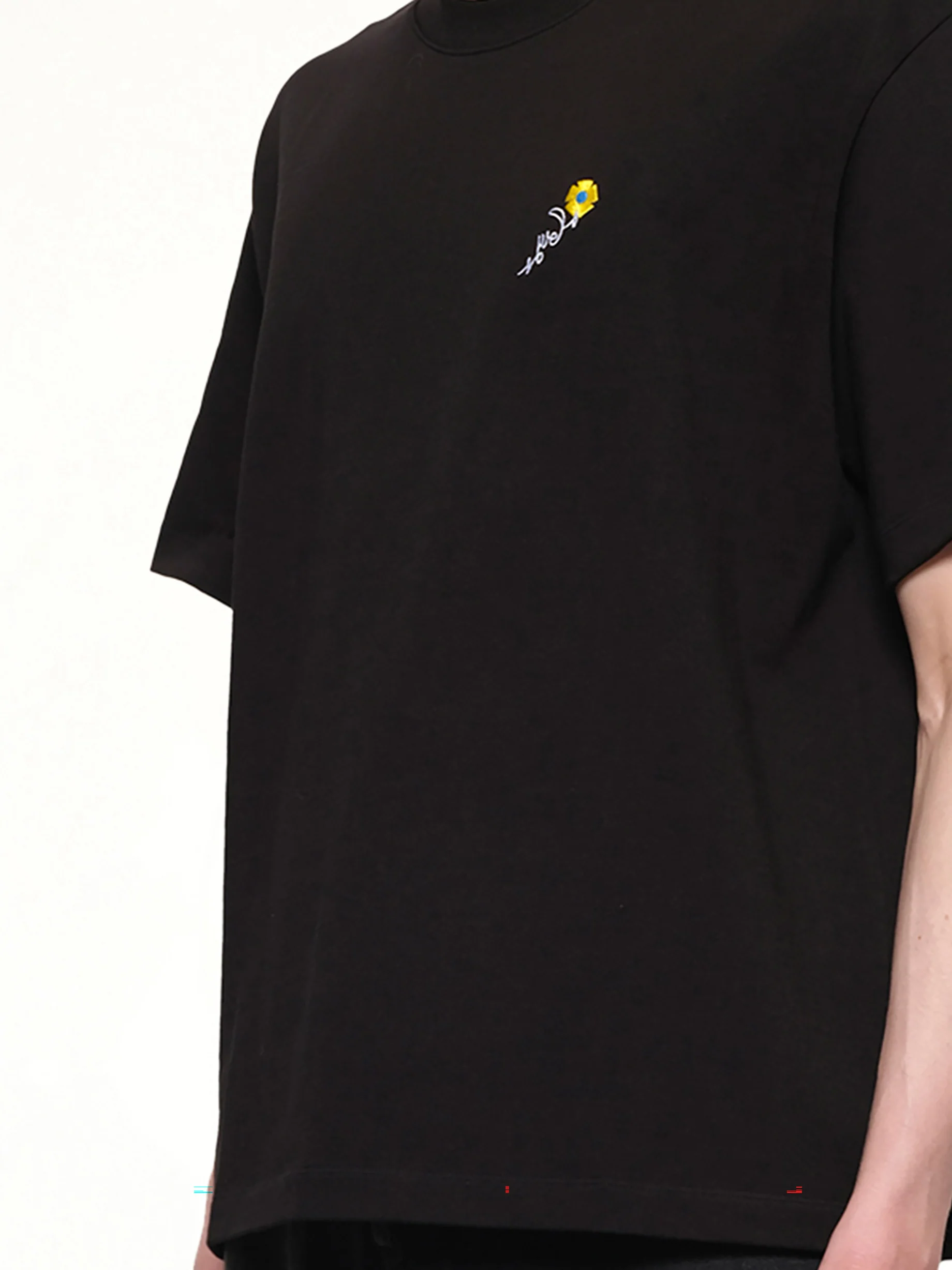 Floral Embroidered T-Shirt in Black - Image 6