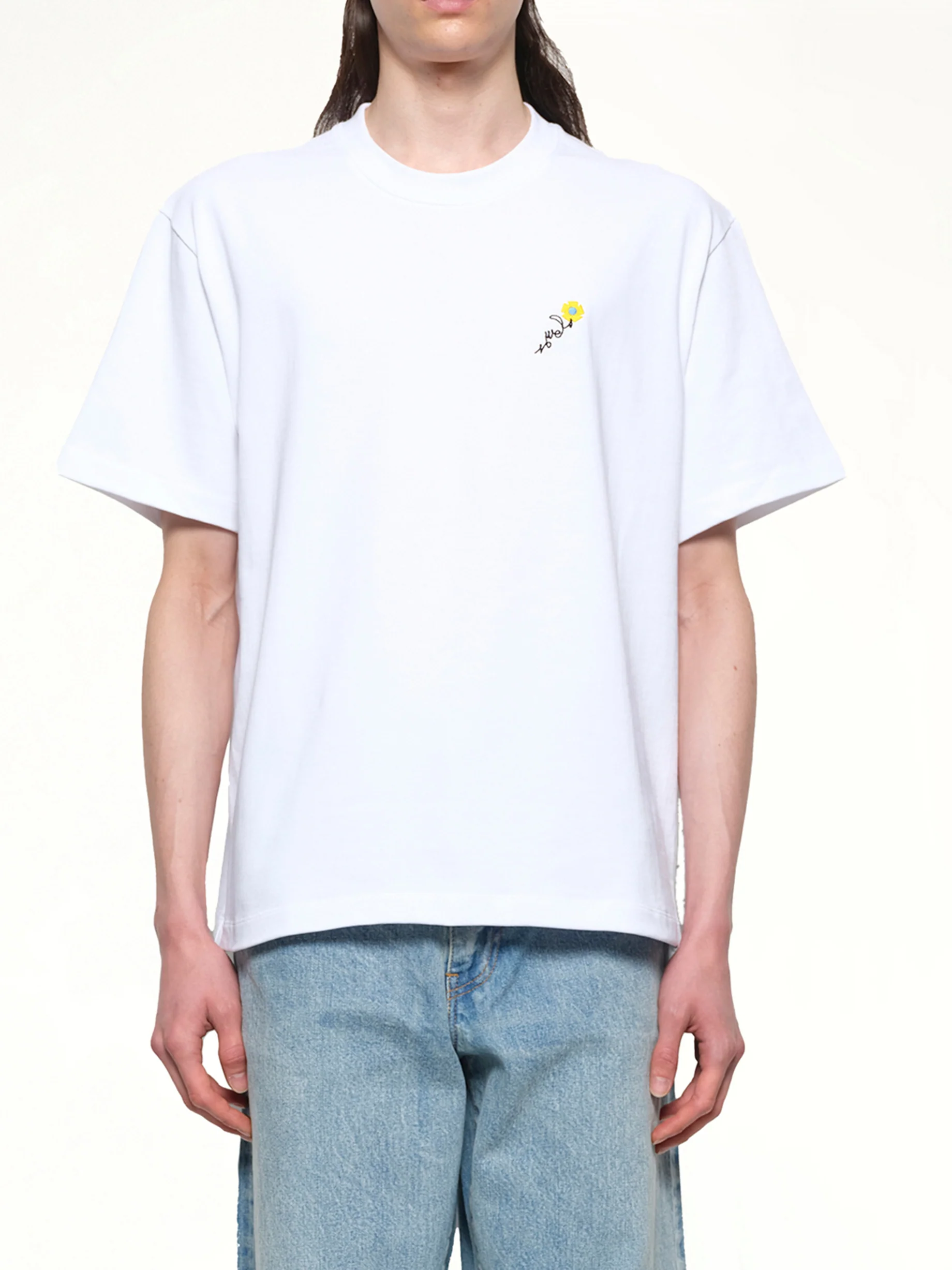 Floral Embroidered T-Shirt in White
