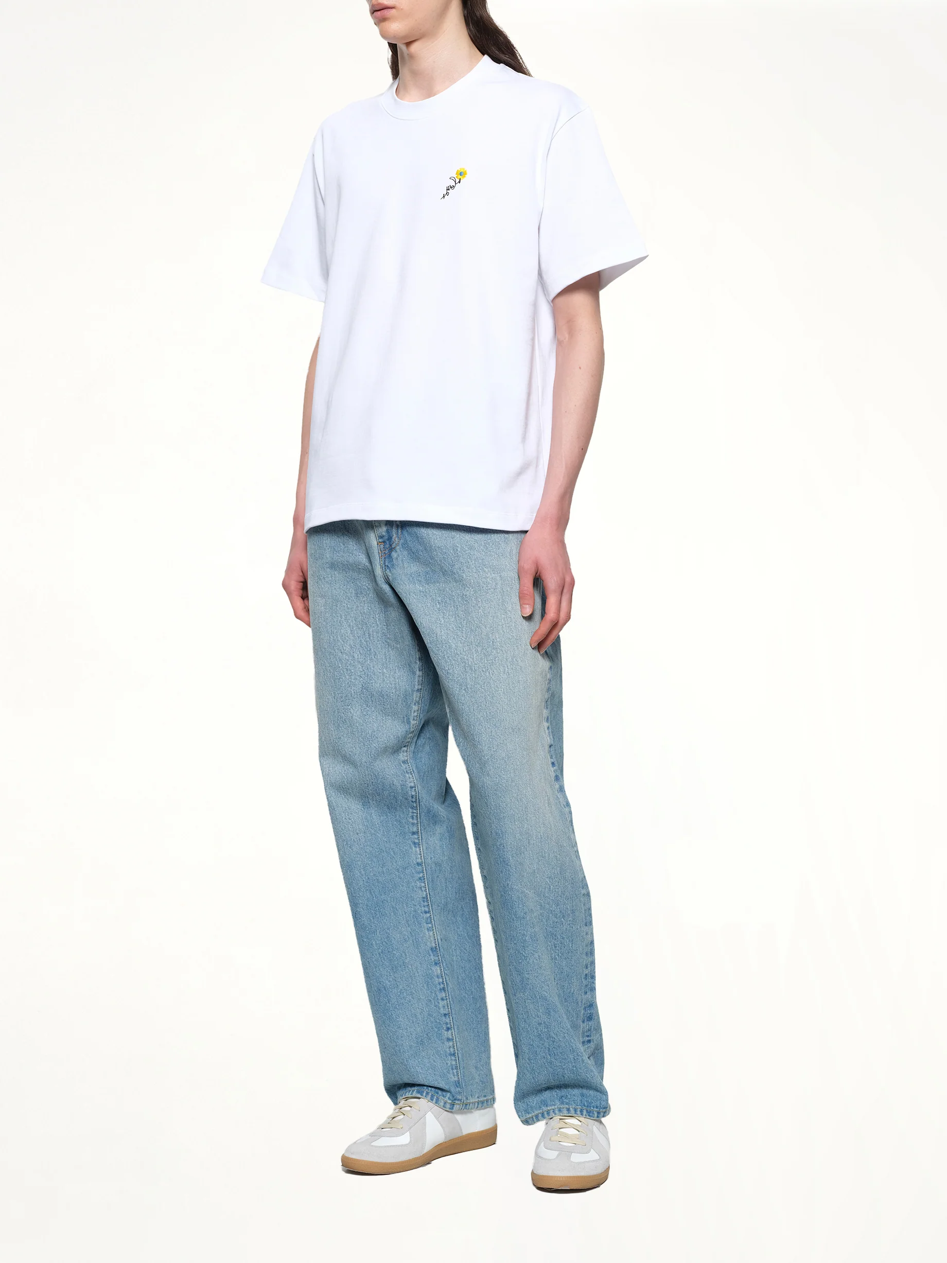 Floral Embroidered T-Shirt in White - Image 4