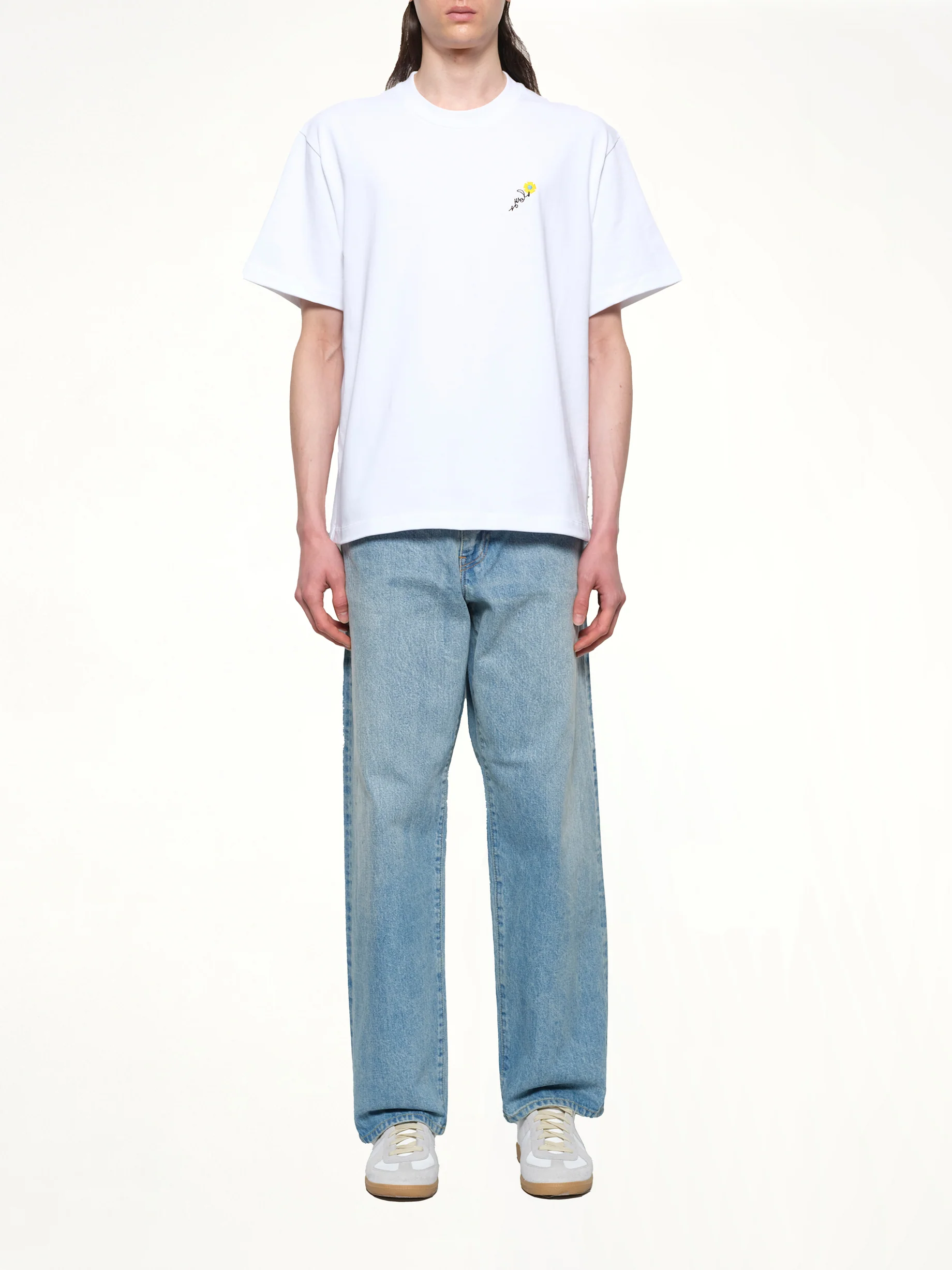Floral Embroidered T-Shirt in White - Image 7