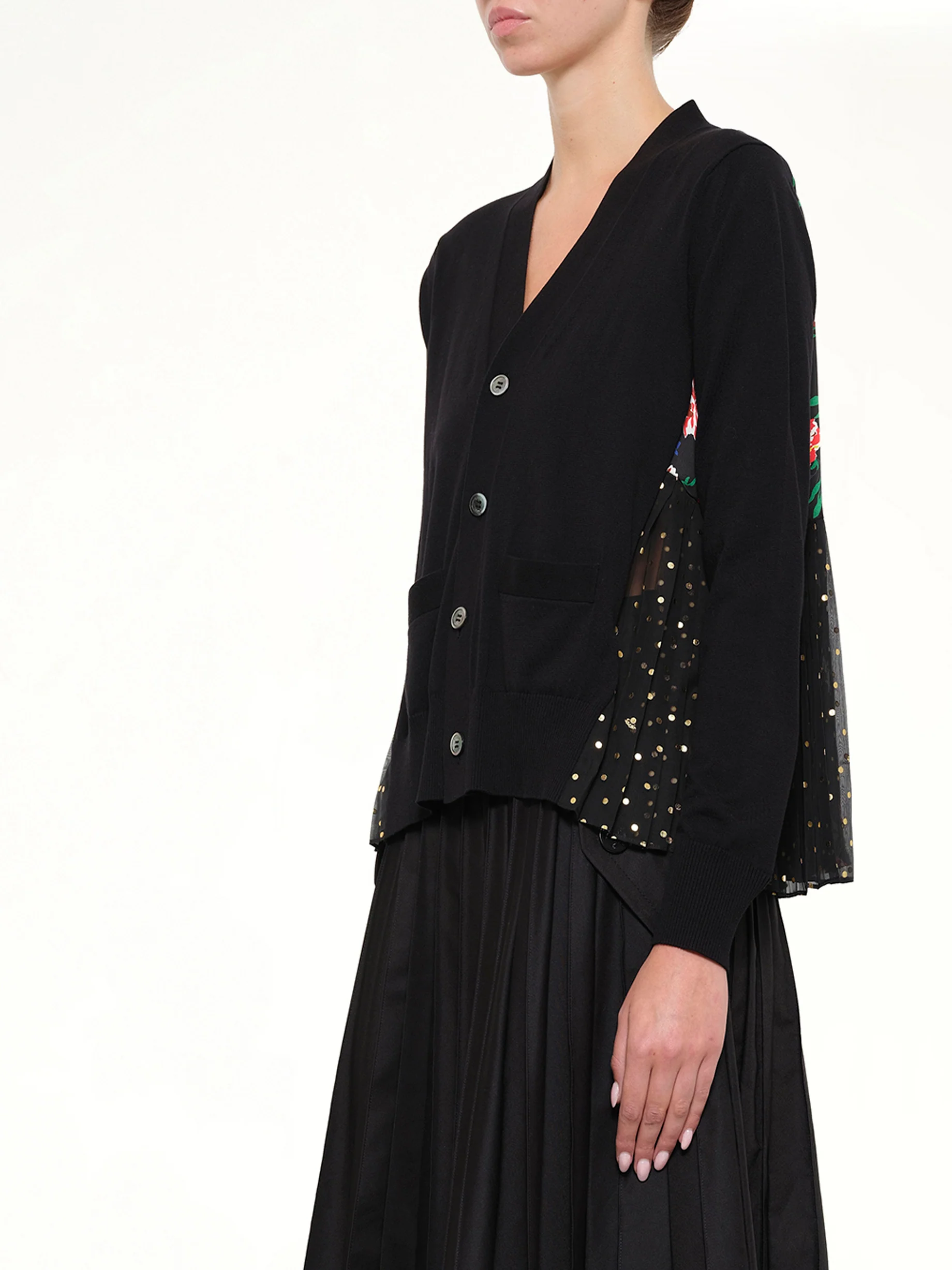 Floral Mix Cardigan in Black - Image 3