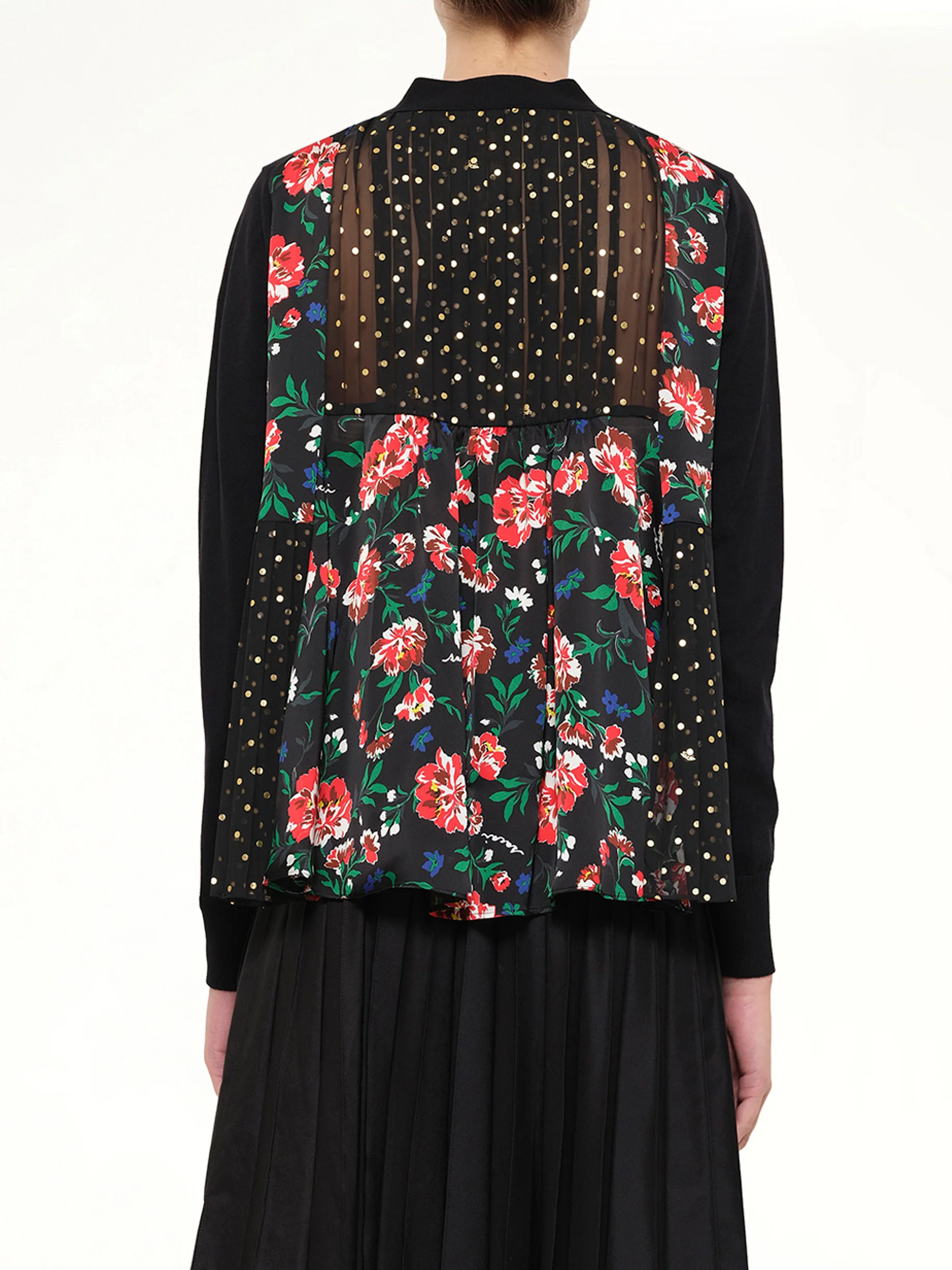 Floral Mix Cardigan in Black - Image 5