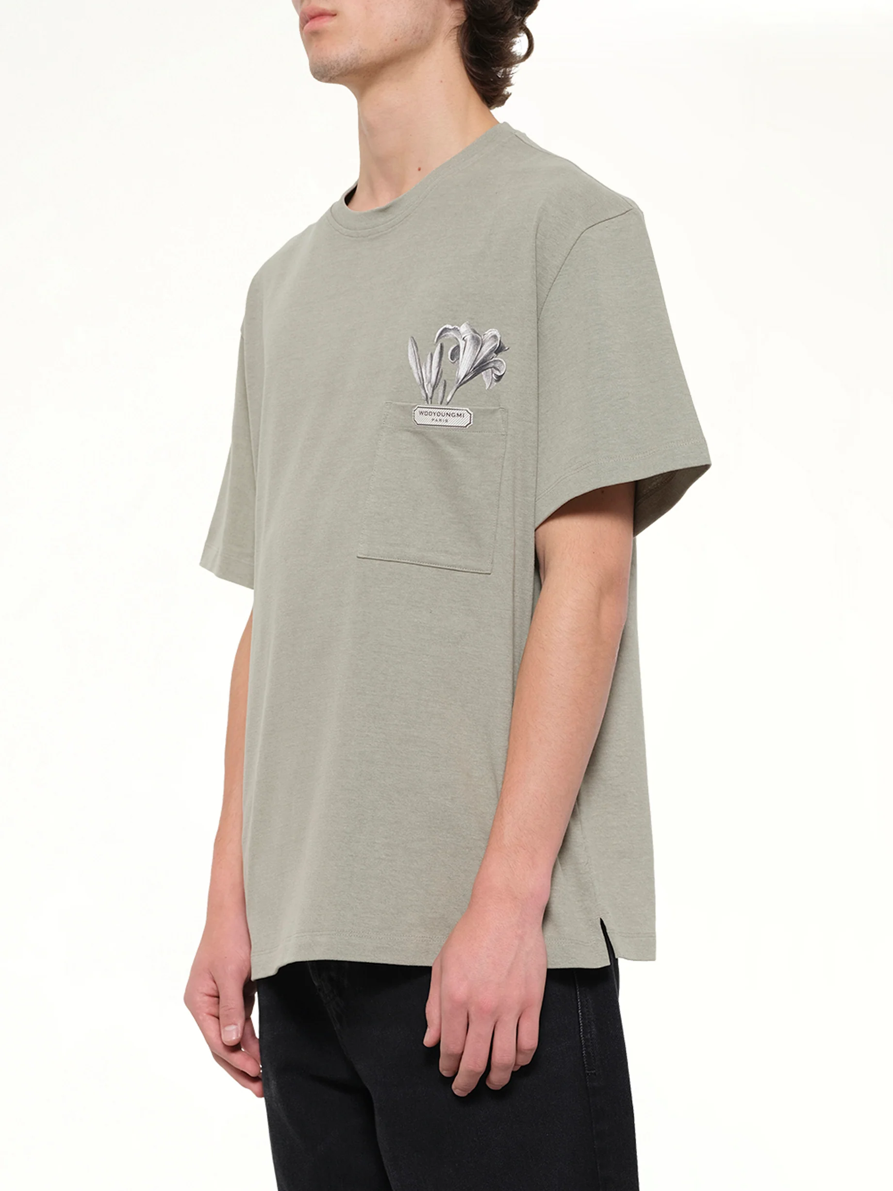 Flower Print T-Shirt in Khaki - Image 3