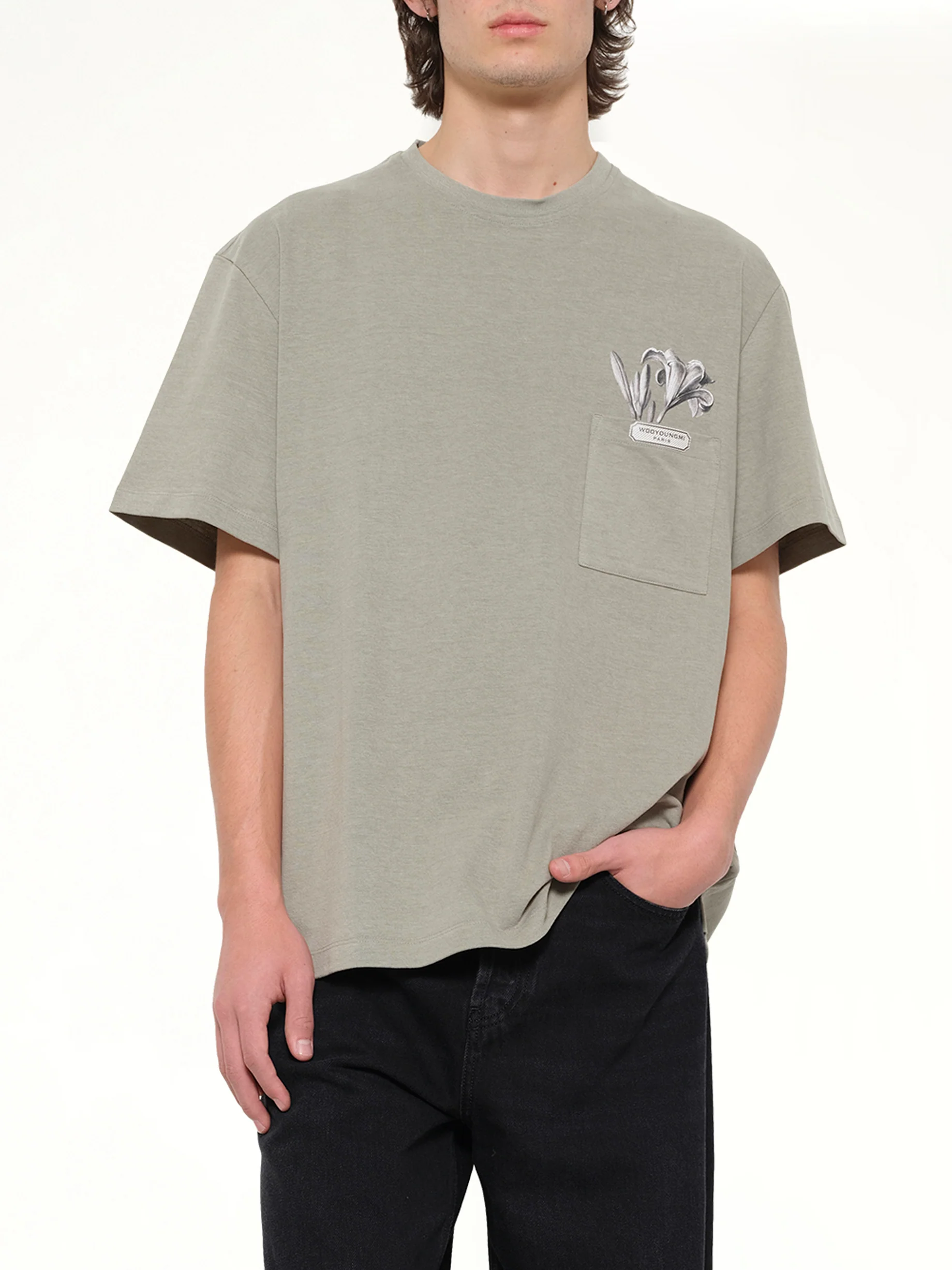 Flower Print T-Shirt in Khaki - Image 6