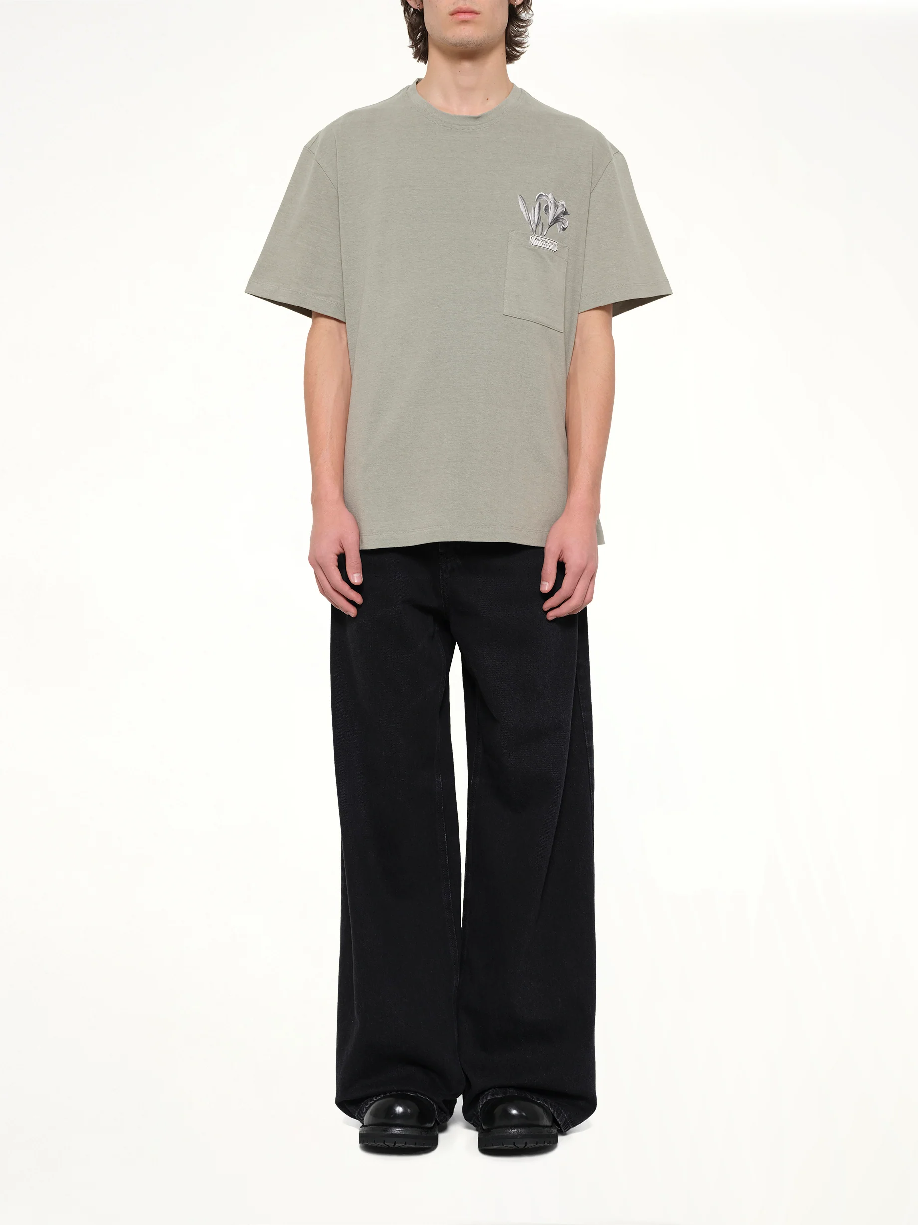 Flower Print T-Shirt in Khaki - Image 7