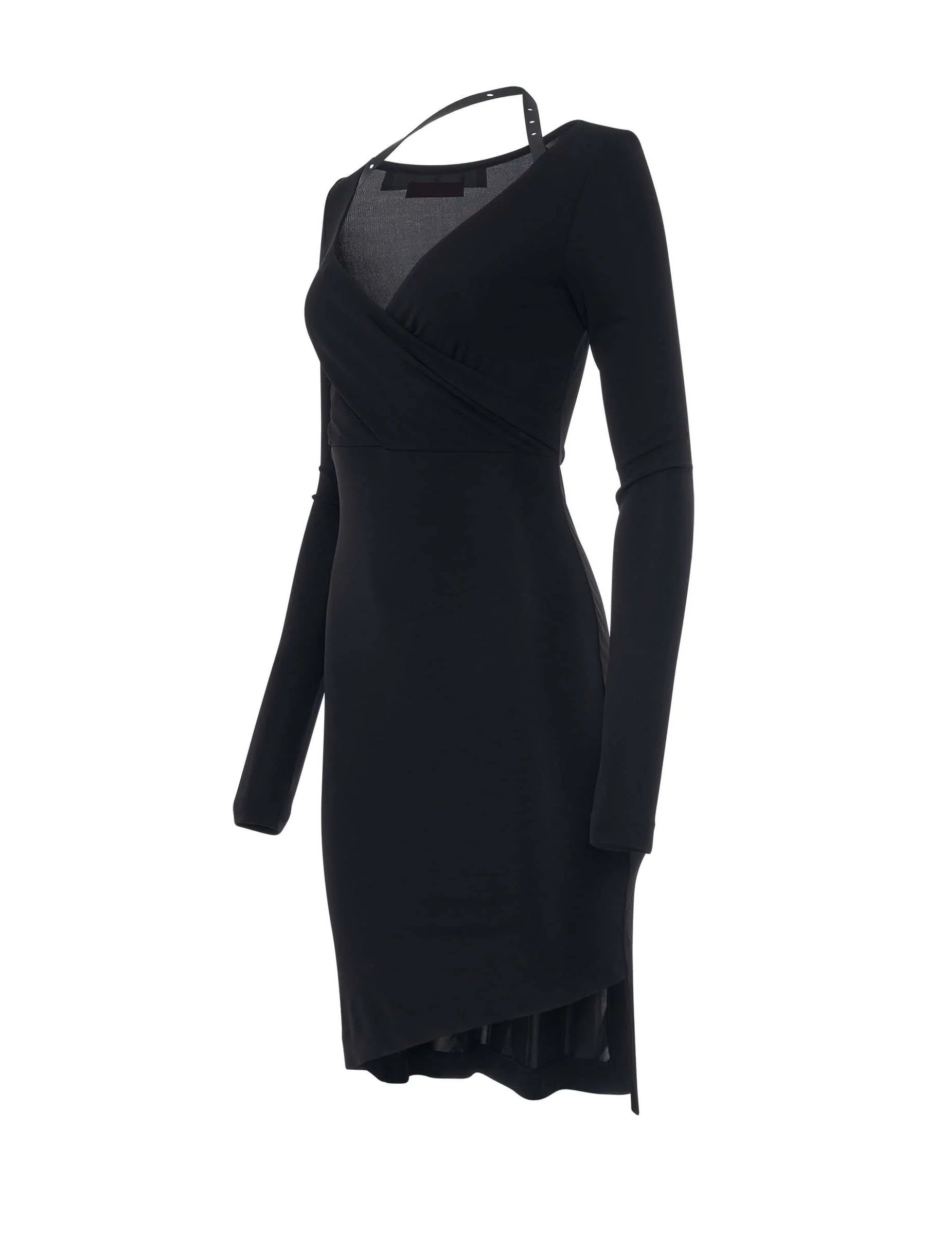 Fluid Jersey Twisted Long Sleeve Dress in Black - Image 2