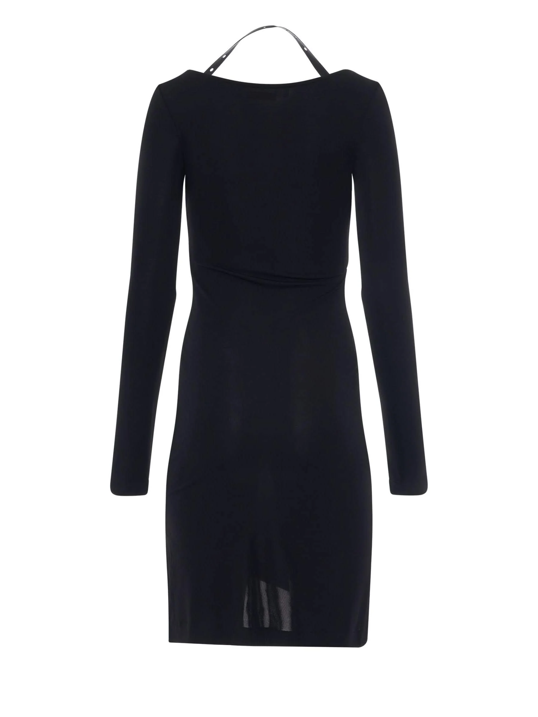 Fluid Jersey Twisted Long Sleeve Dress in Black - Image 4