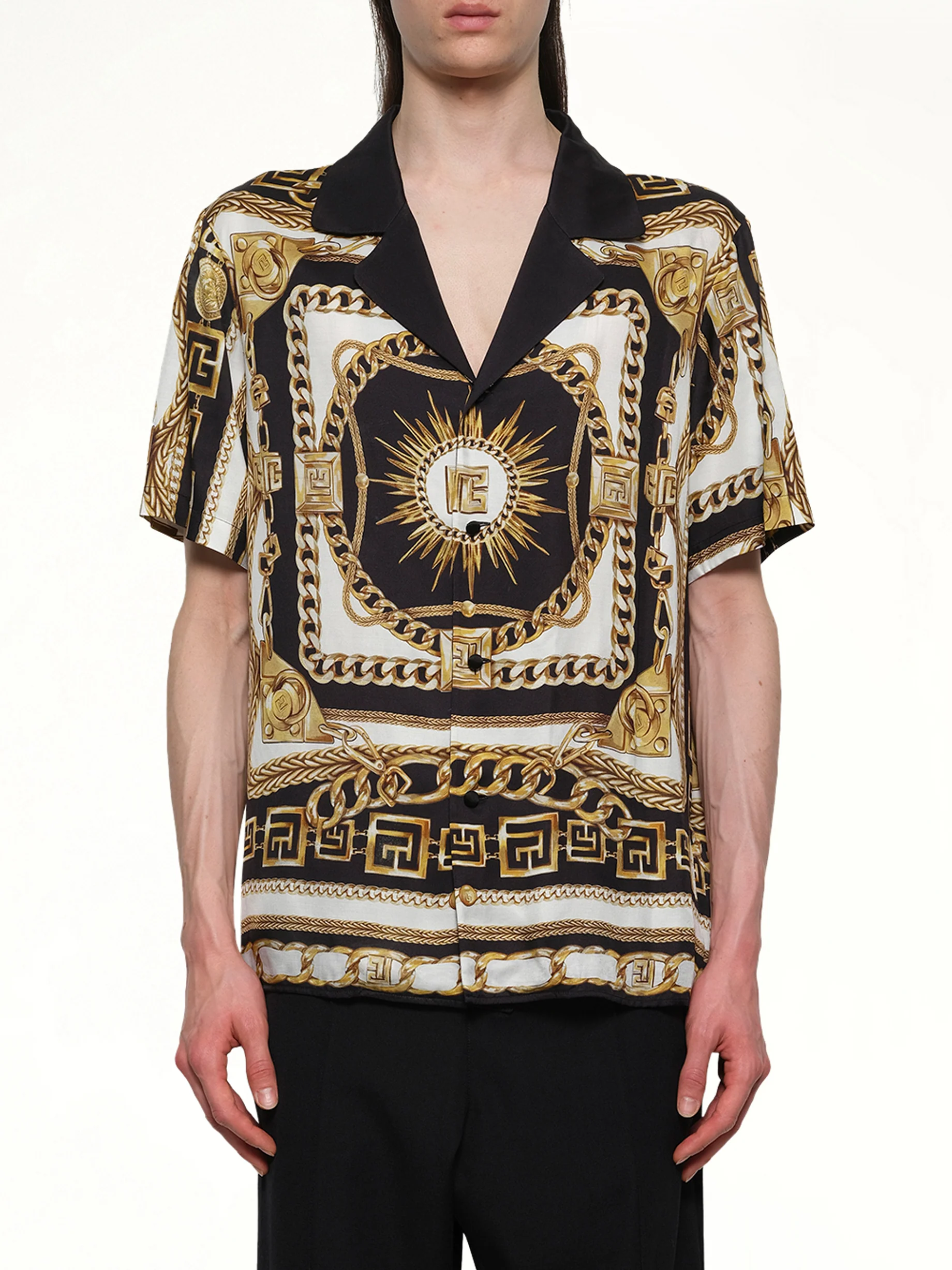 Foulard Print Shirt in Black/White/Gold