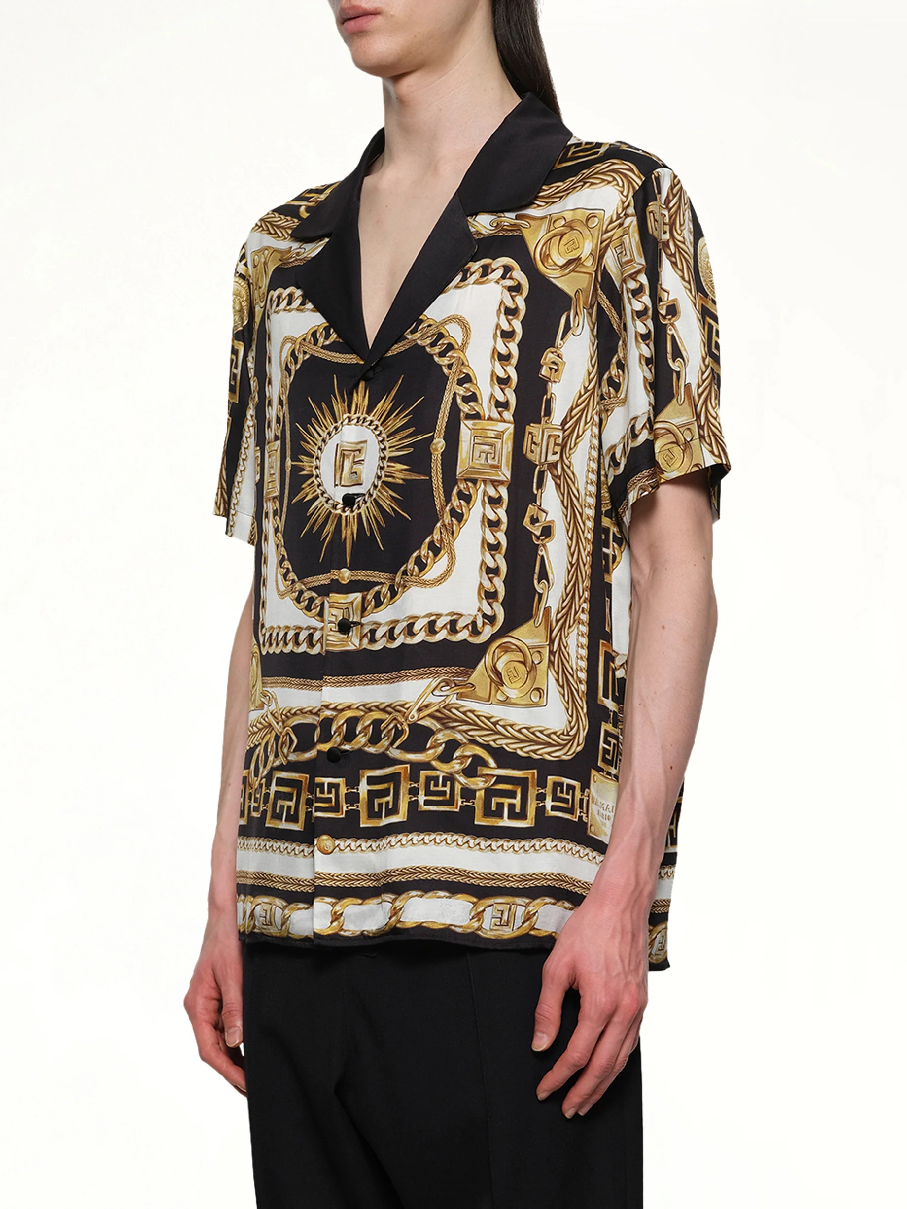 Foulard Print Shirt in Black/White/Gold - Image 3