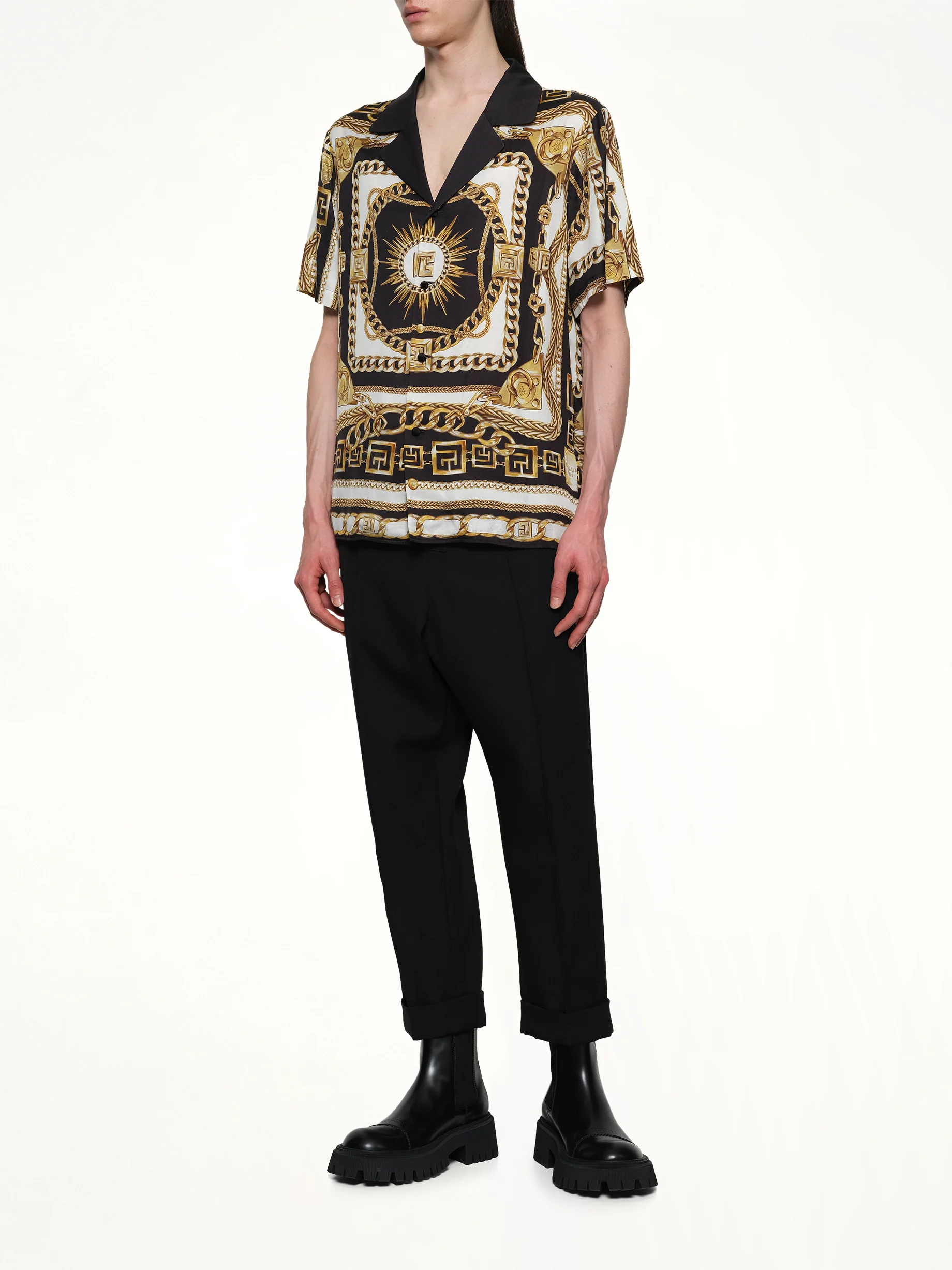 Foulard Print Shirt in Black/White/Gold - Image 4