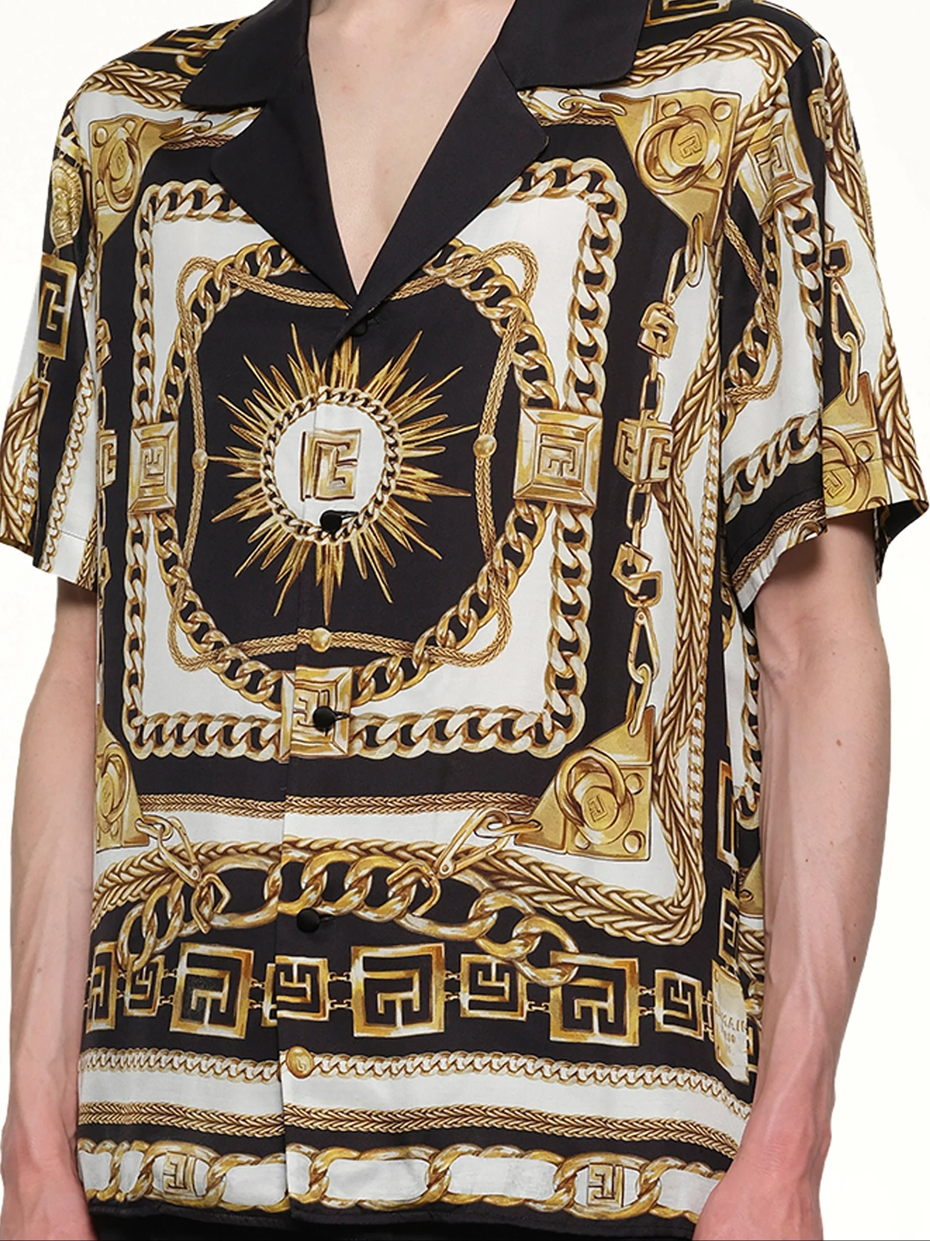 Foulard Print Shirt in Black/White/Gold - Image 6