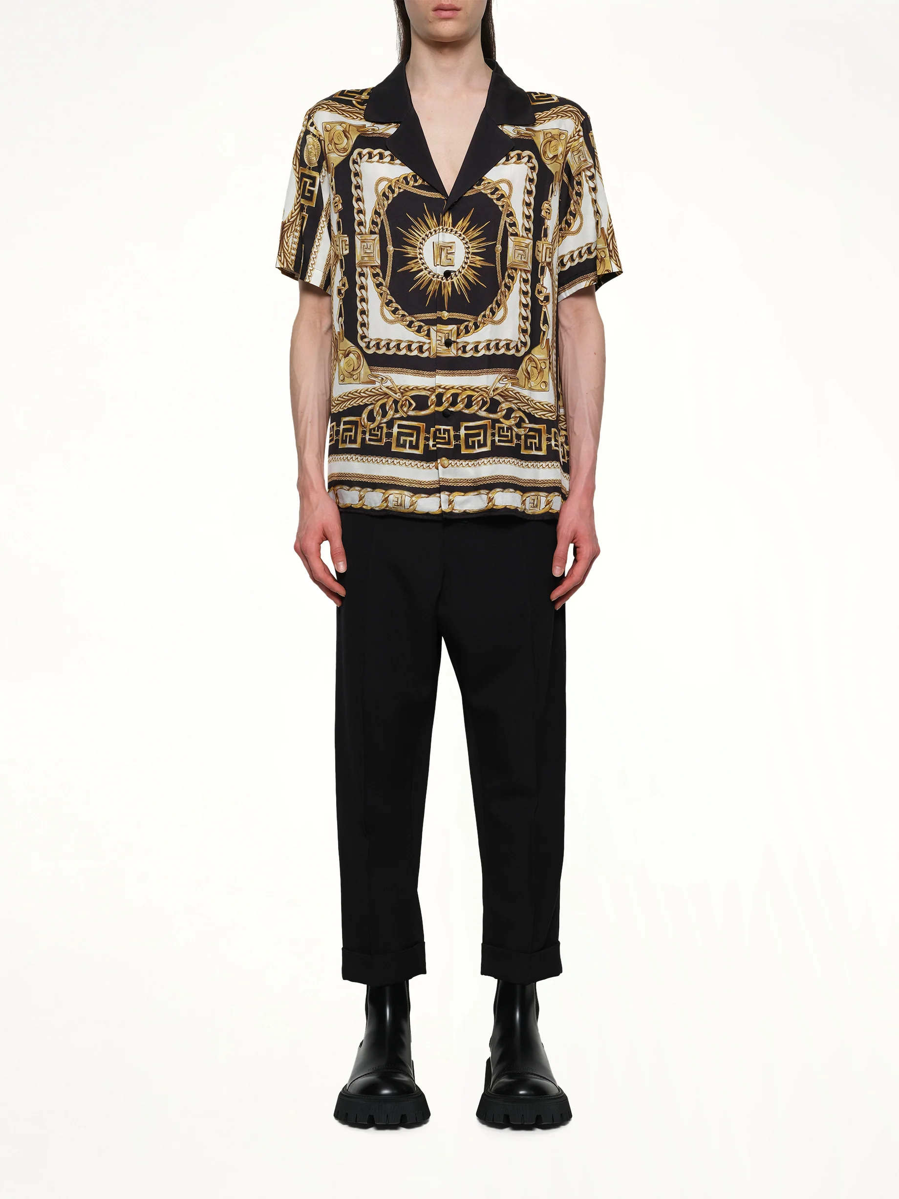 Foulard Print Shirt in Black/White/Gold - Image 7