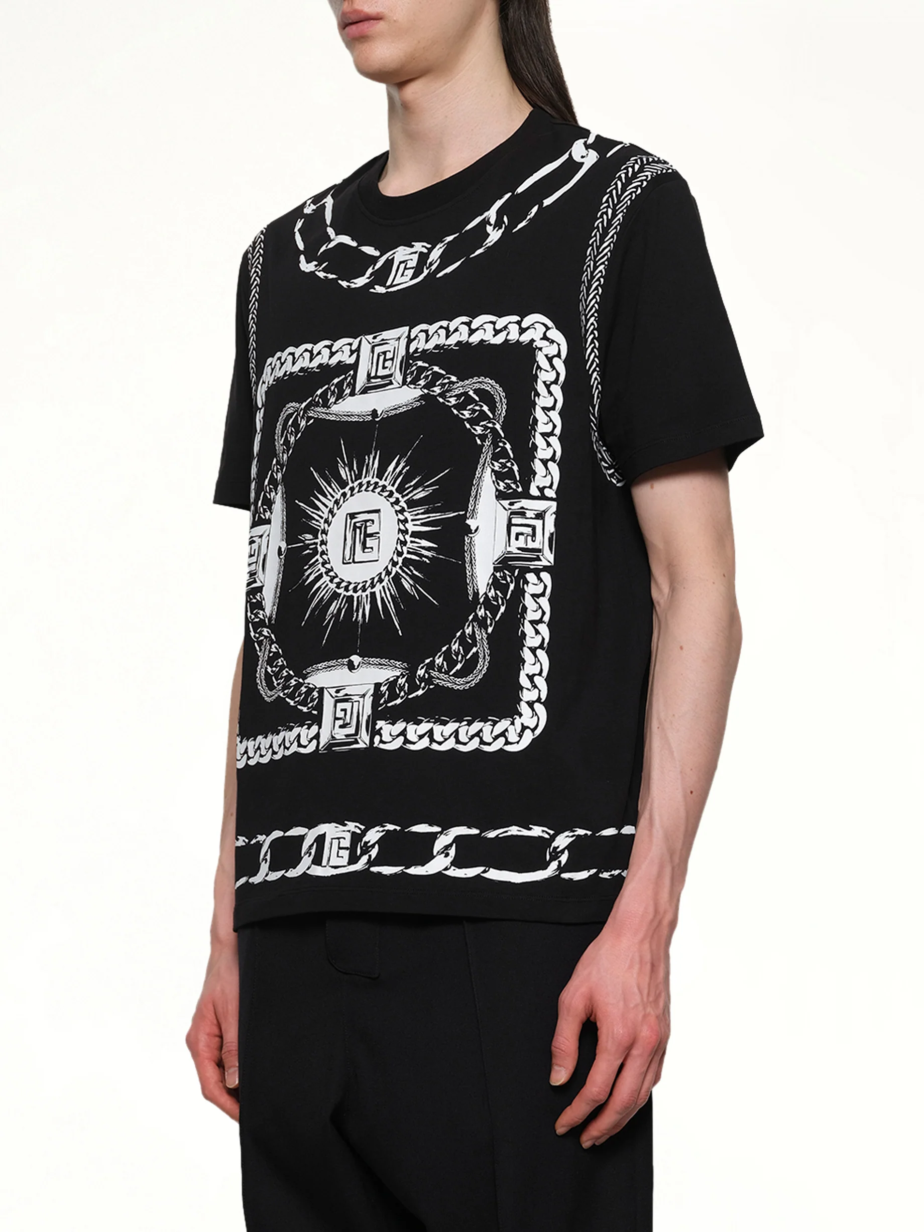 Foulard Print T-Shirt in Black/White - Image 3