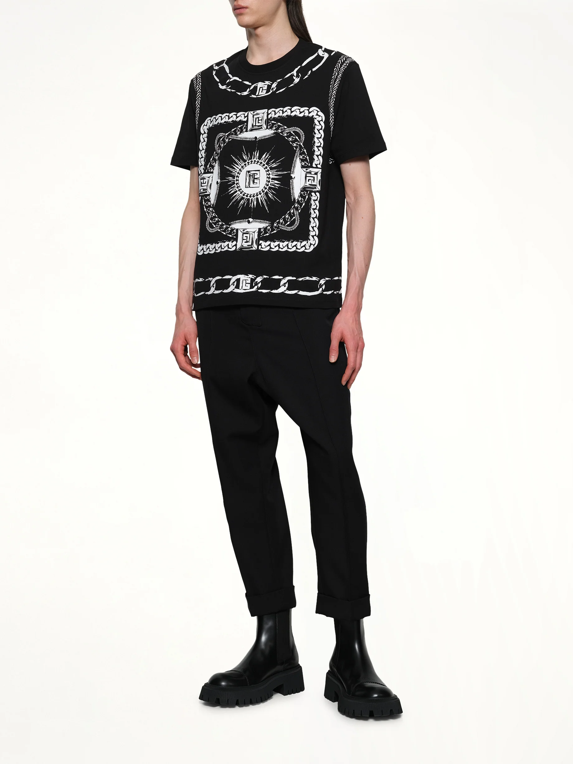 Foulard Print T-Shirt in Black/White - Image 4