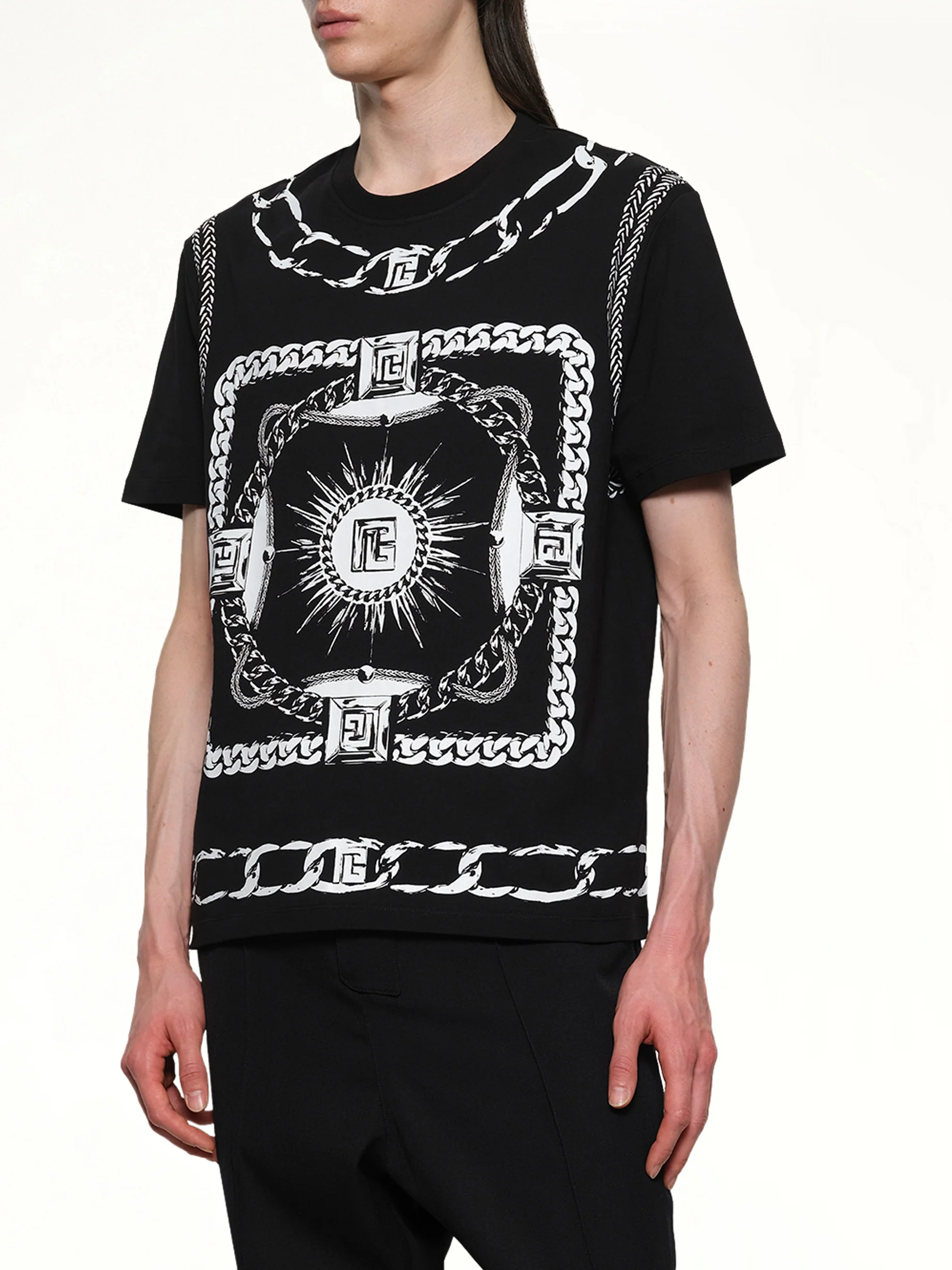Foulard Print T-Shirt in Black/White - Image 6