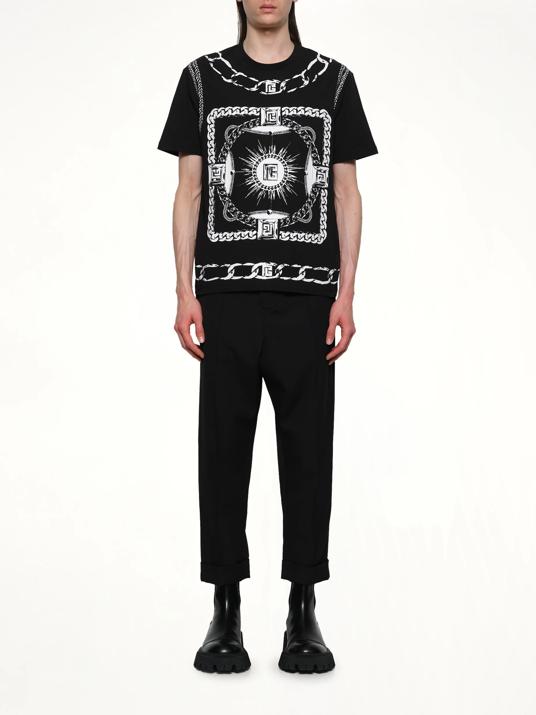 Foulard Print T-Shirt in Black/White - Image 7