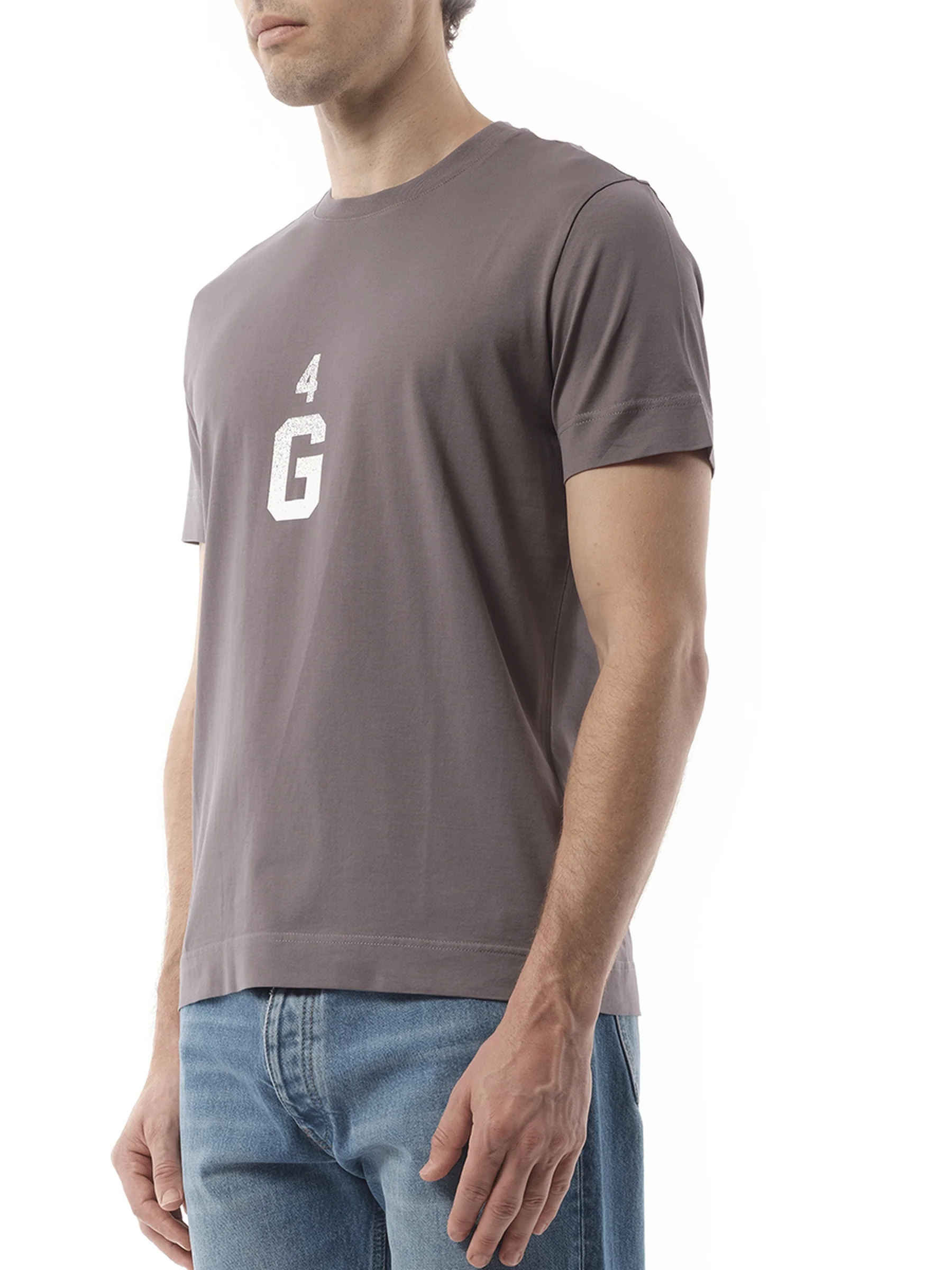 Four G Dyed Logo T-Shirt in Quartz Grey - Image 5