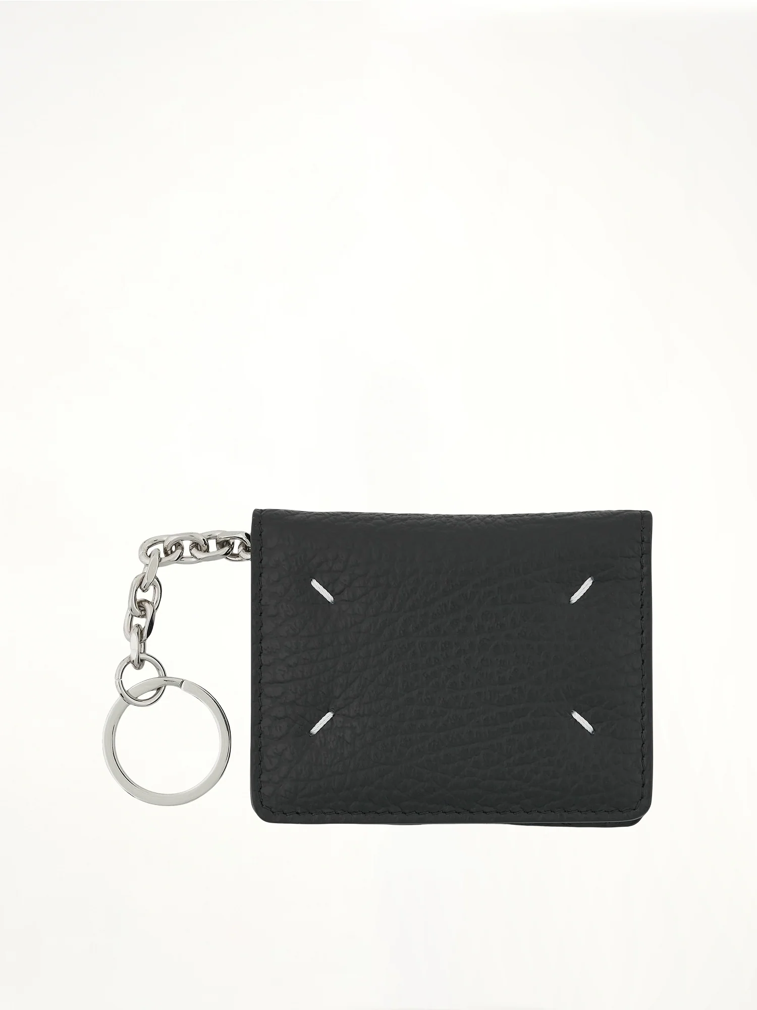 Four Stitch Logo Card Holder with Keyring in Black