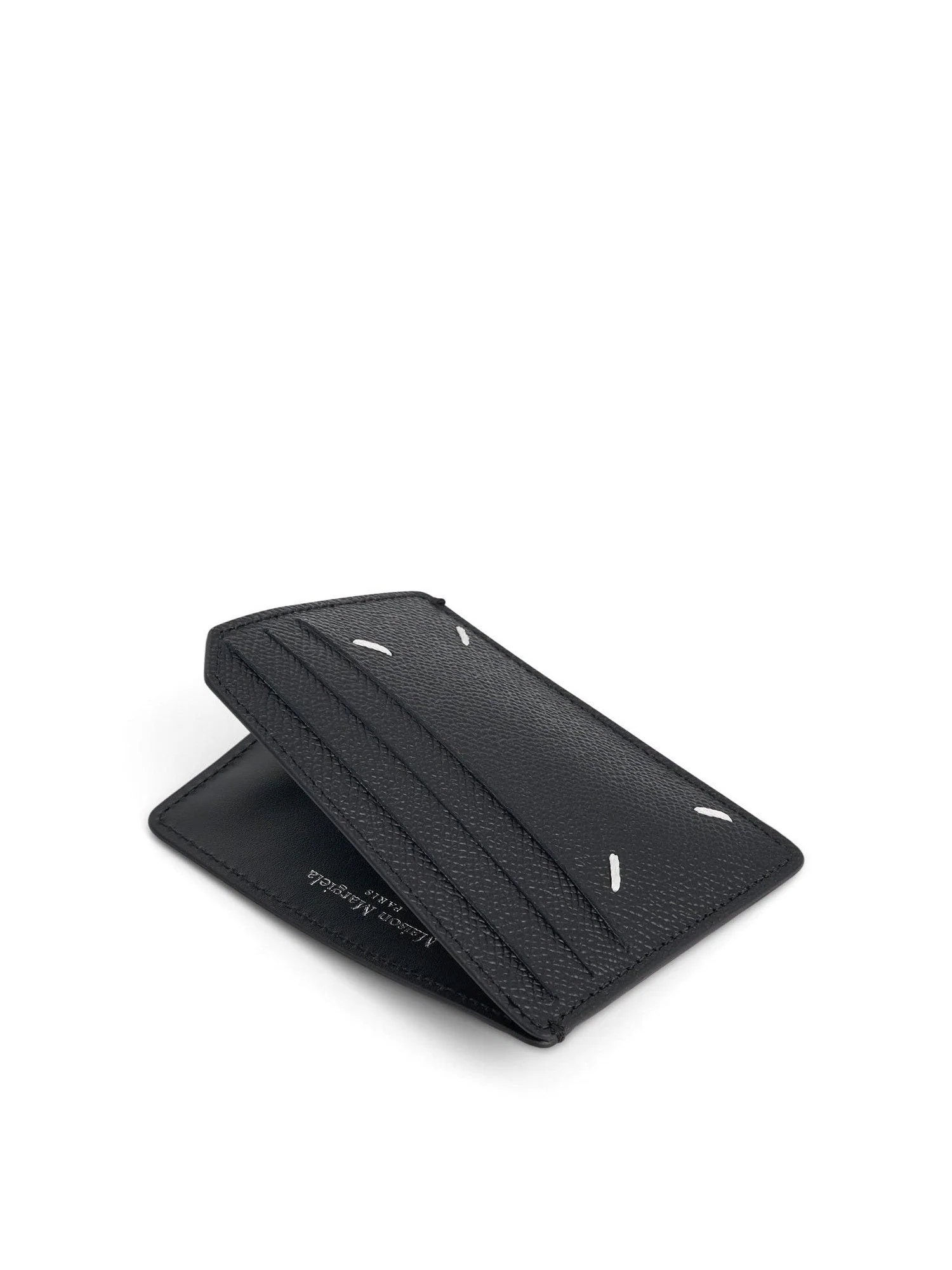 Four Stitches Leather Card Holder in Black - Image 4