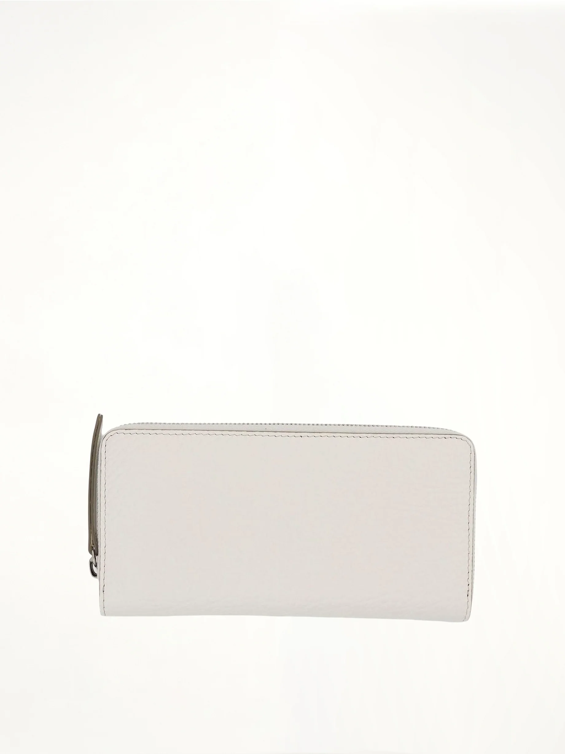 Four Stitches Zip Around Wallet in White - Image 2