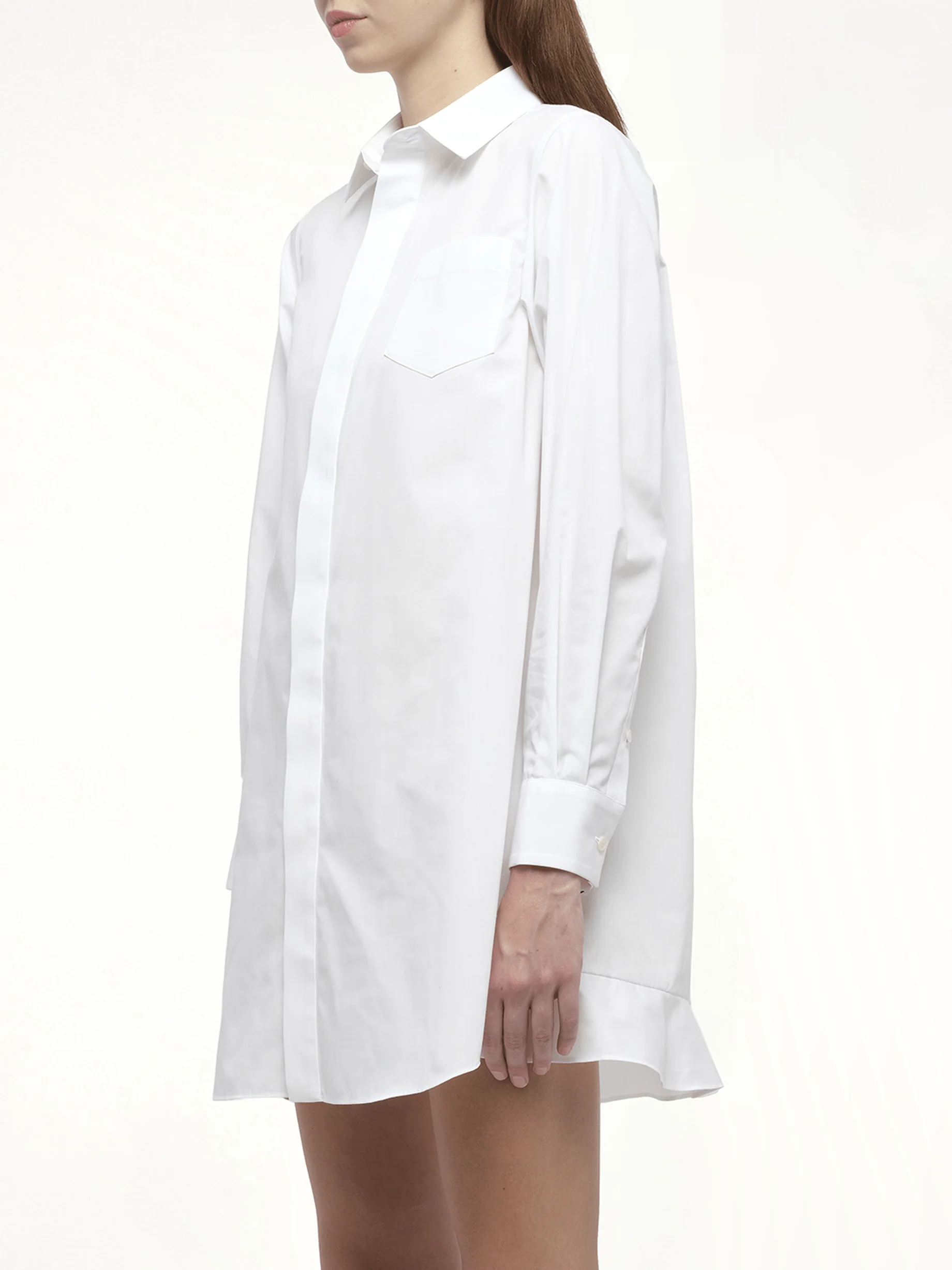 Frill Poplin Dress in Off White - Image 5