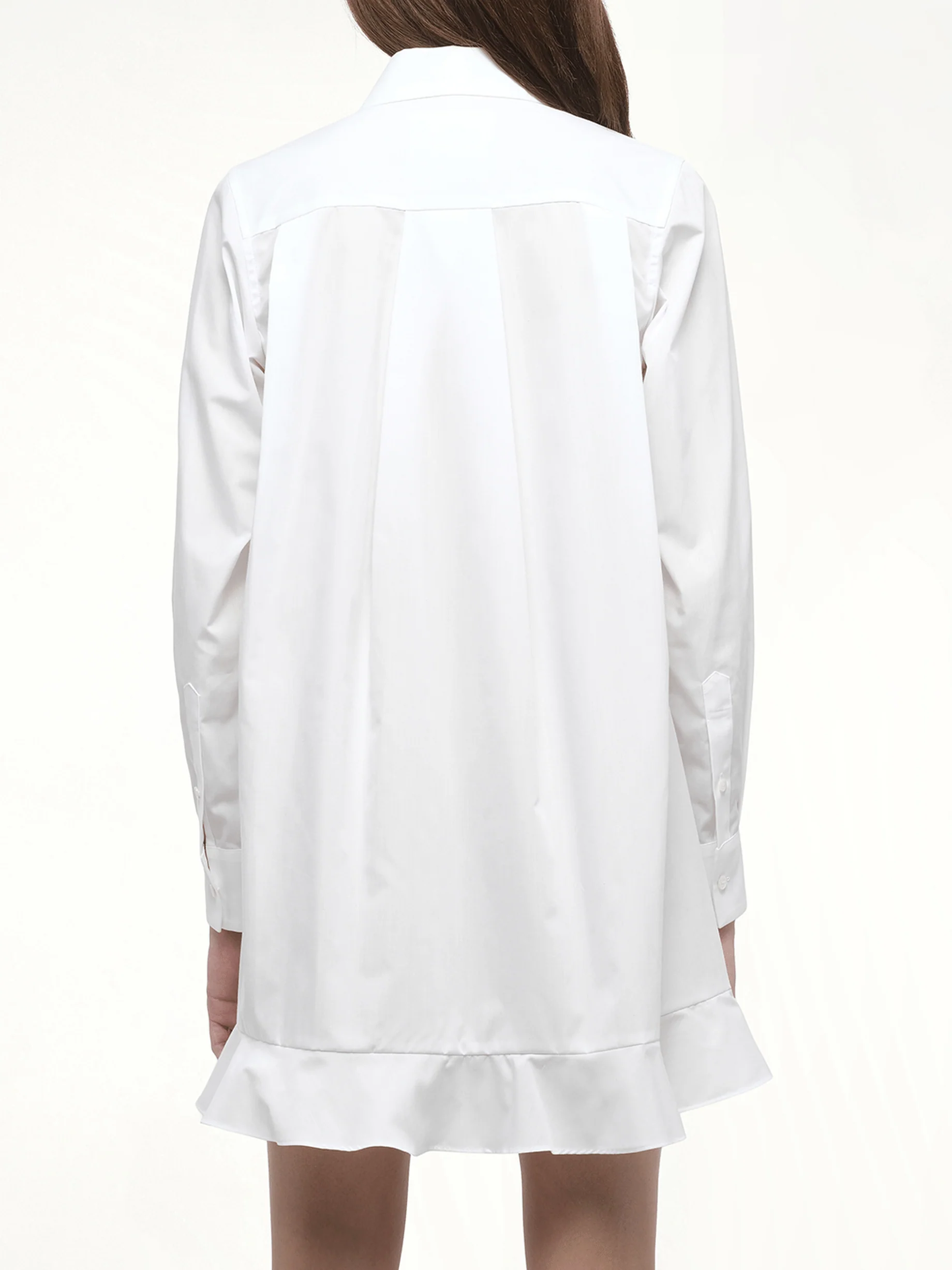 Frill Poplin Dress in Off White - Image 6