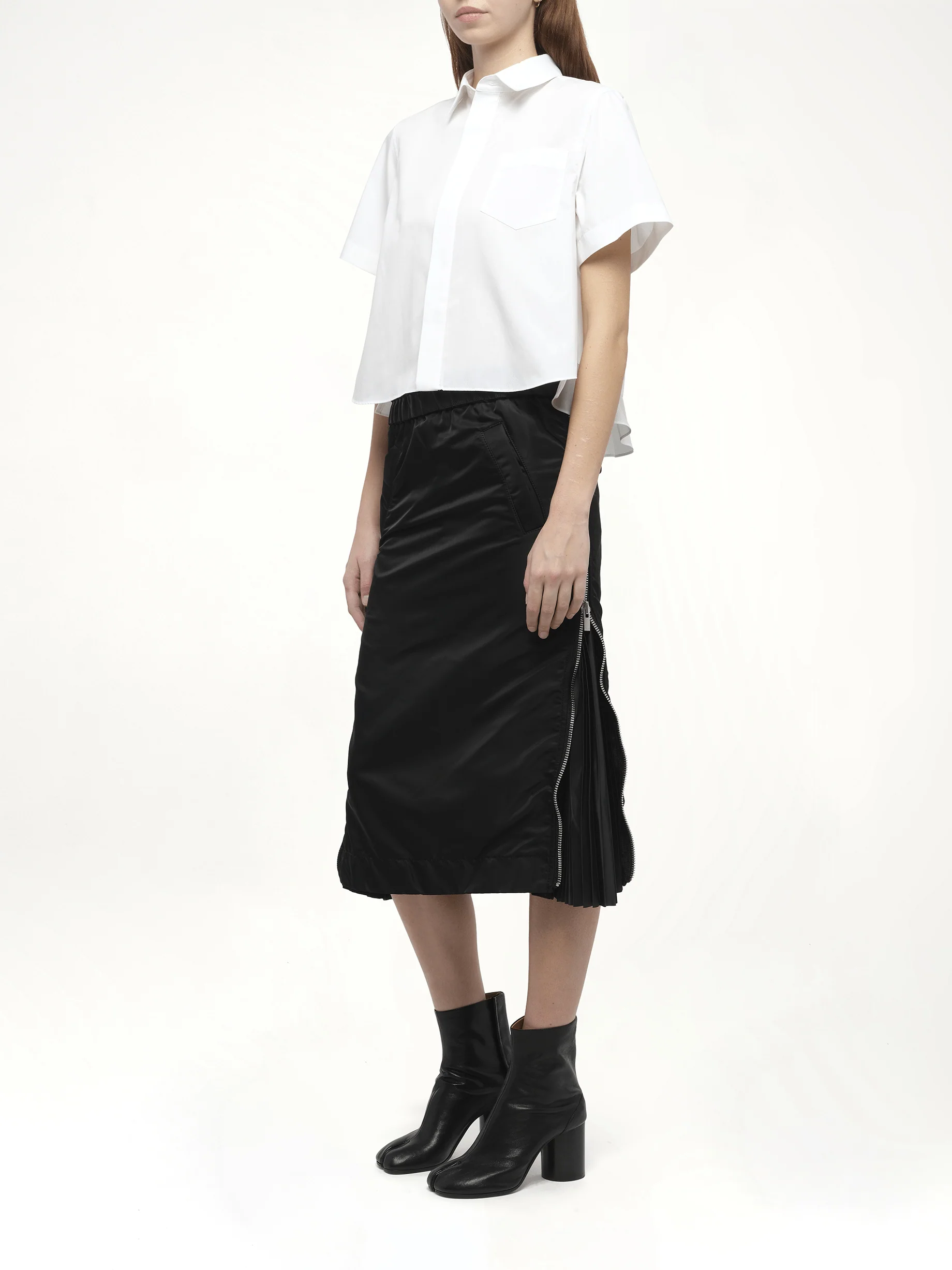 Frill Poplin Shirt in Off White - Image 4