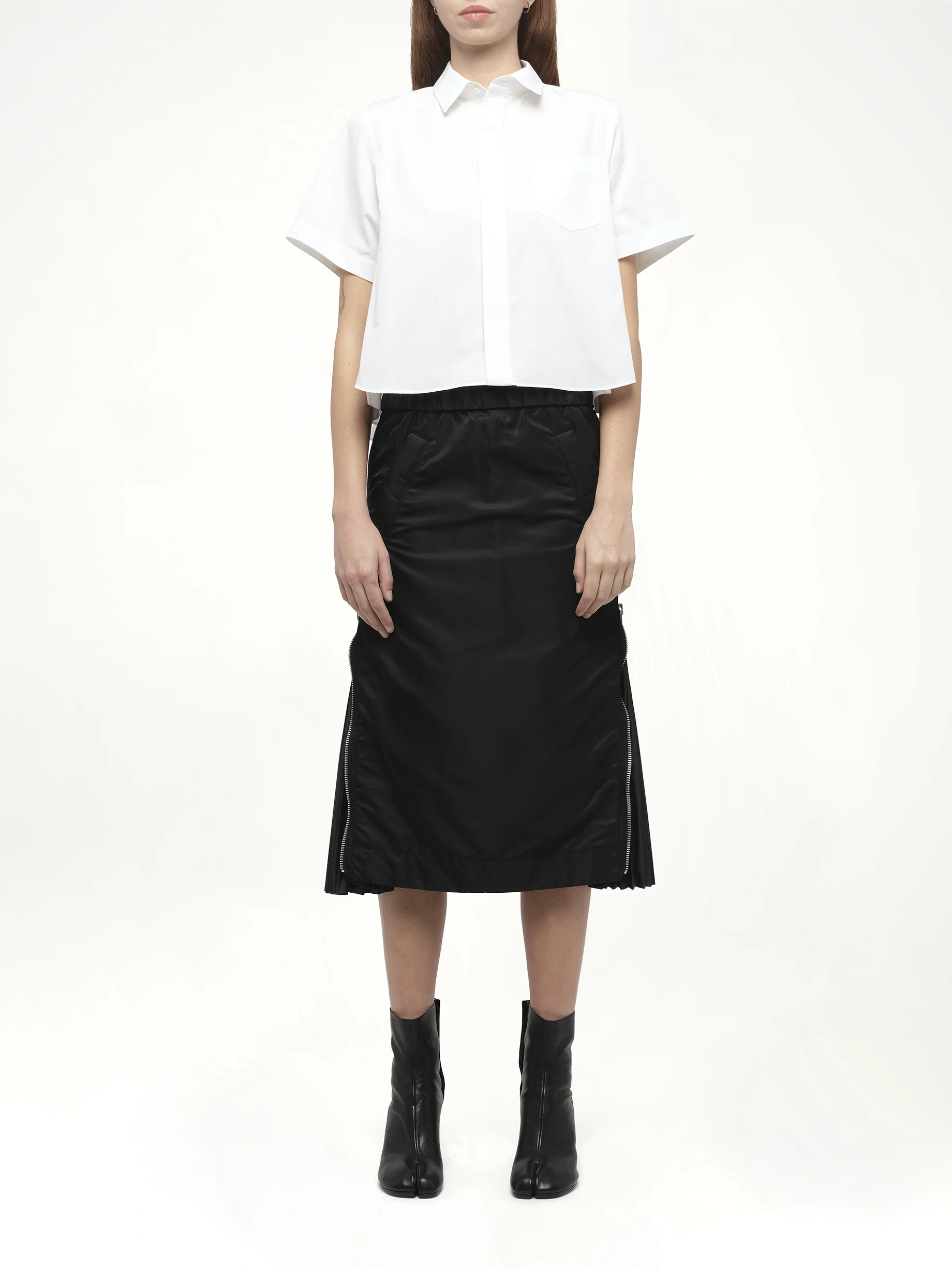 Frill Poplin Shirt in Off White - Image 7