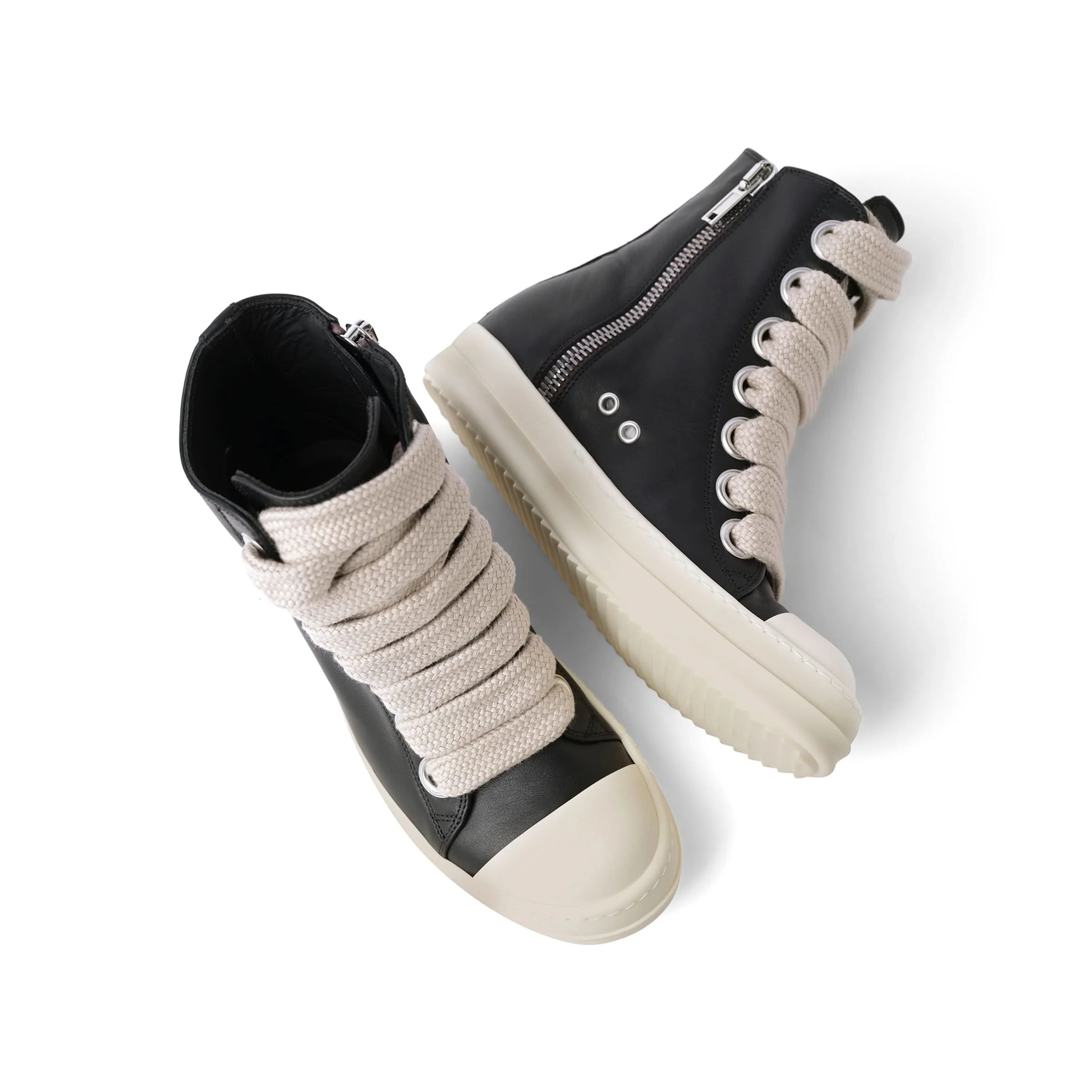 Full Grain Jumbo Laced Sneaker in Black/Pearl/Milk - Image 4