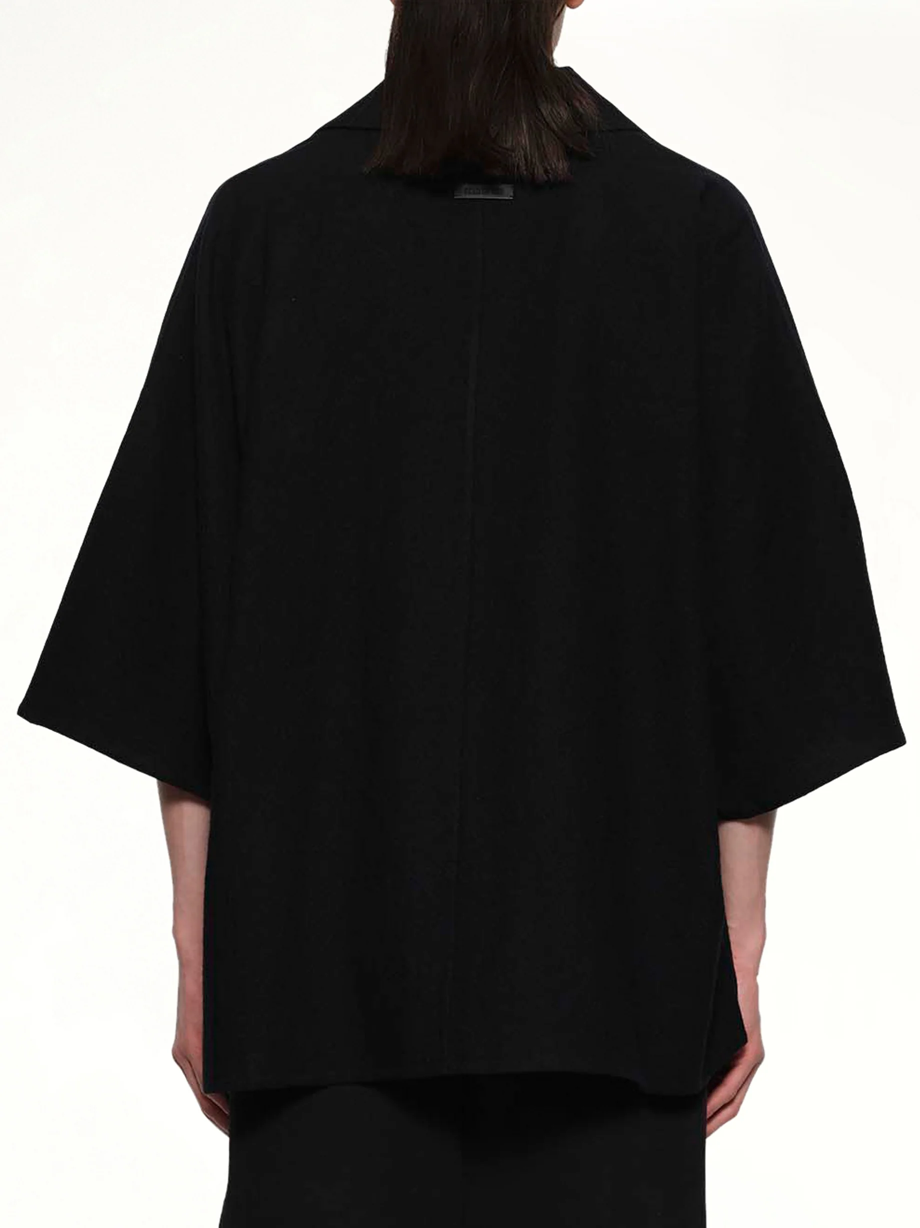 Virgin Wool Short Sleeve Shirt in Black - Image 5